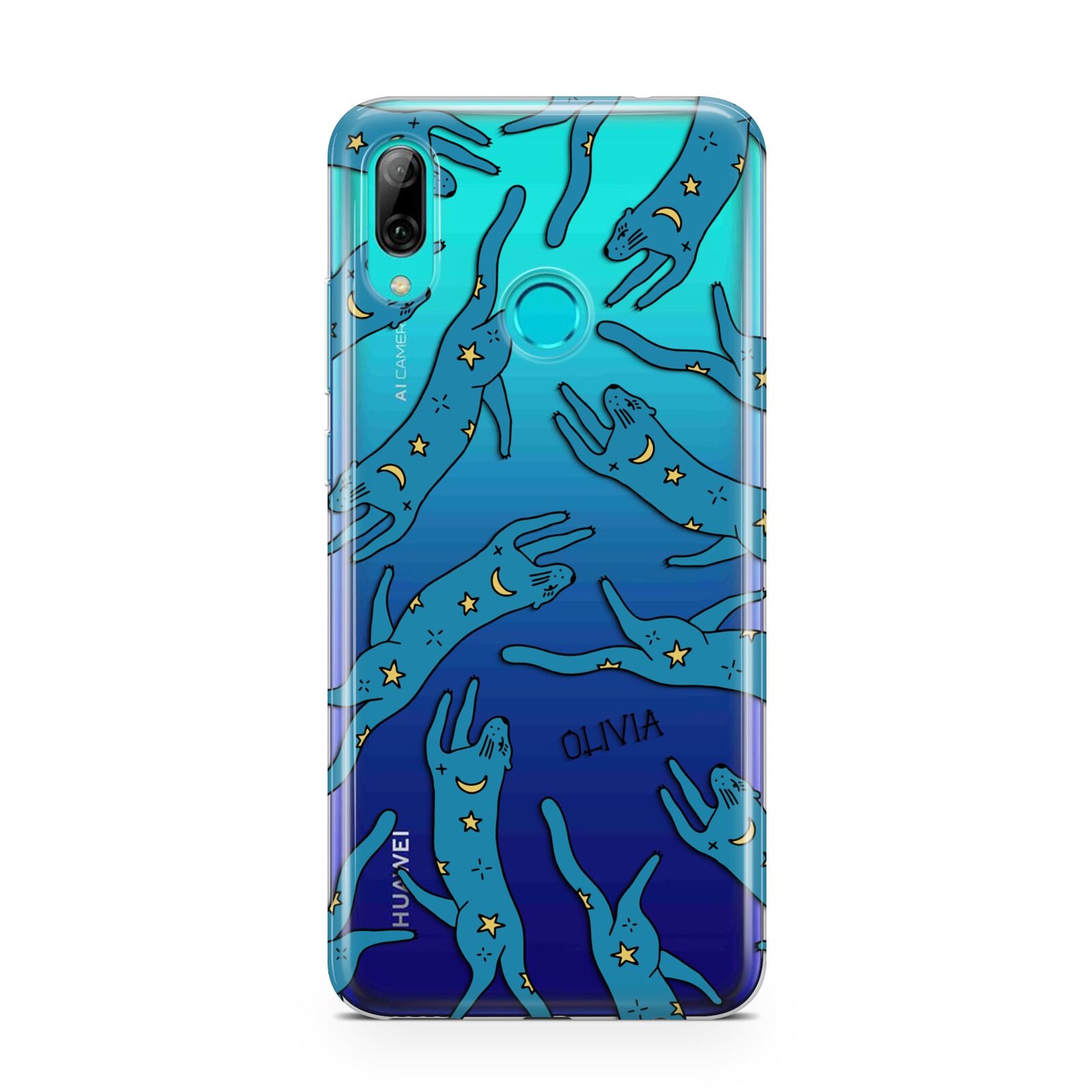 Moon Star Blue Cat Personalised Huawei P Smart 2019 Case