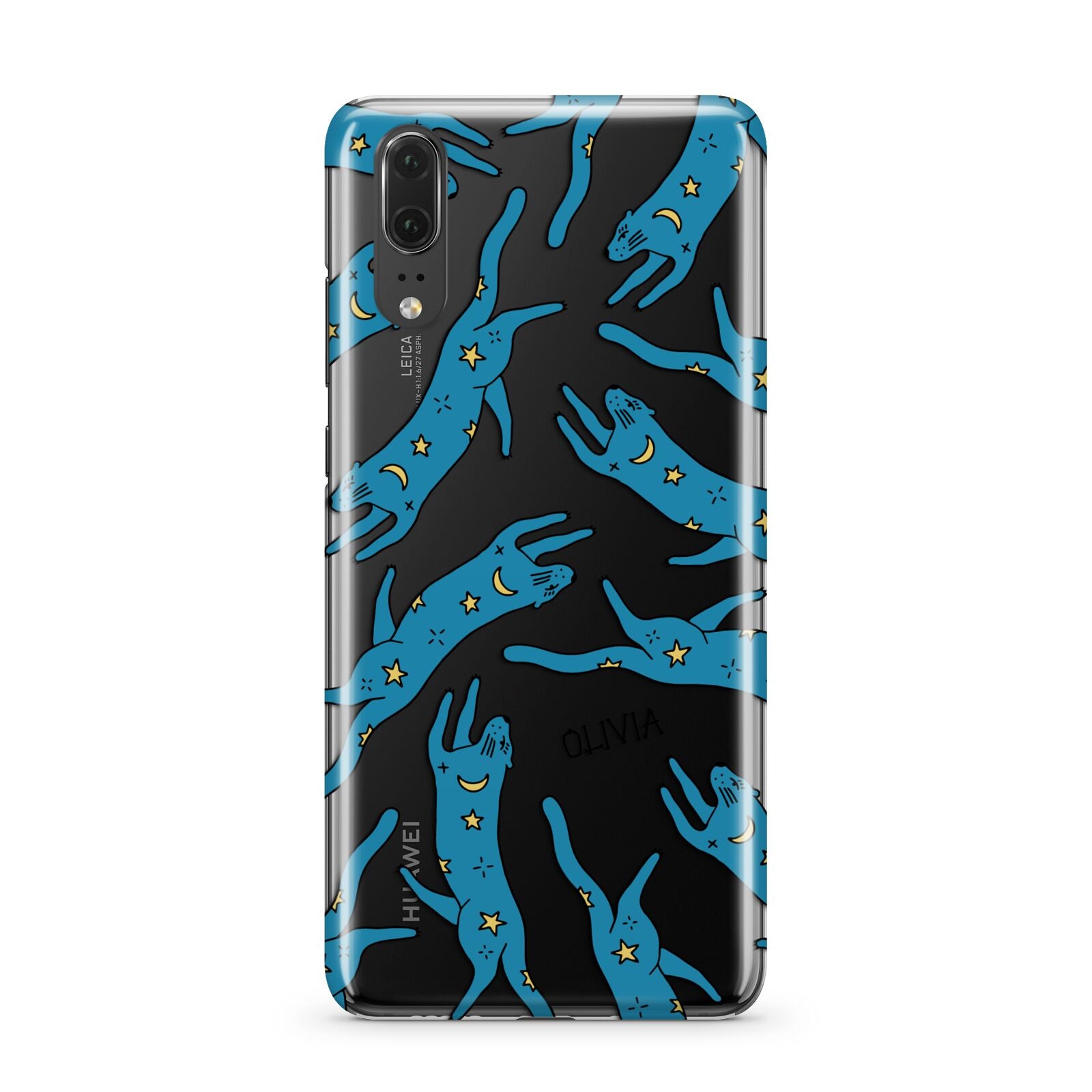 Moon Star Blue Cat Personalised Huawei P20 Phone Case