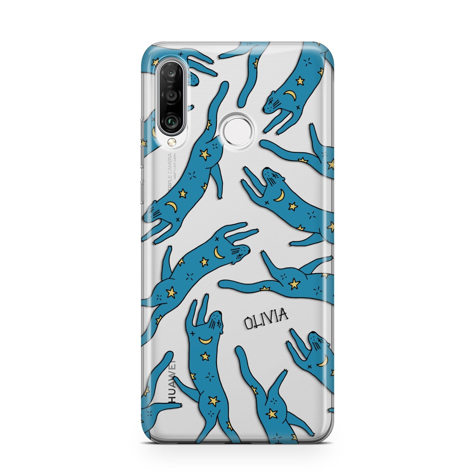 Moon Star Blue Cat Personalised Huawei P30 Lite Phone Case