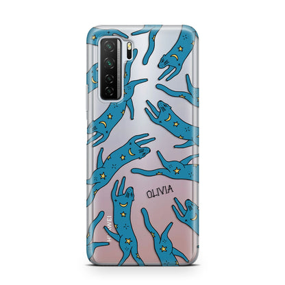 Moon Star Blue Cat Personalised Huawei P40 Lite 5G Phone Case