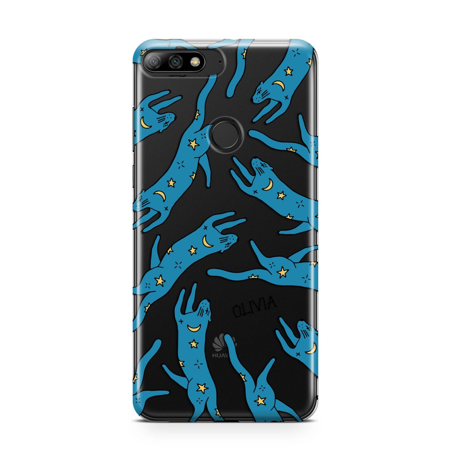 Moon Star Blue Cat Personalised Huawei Y7 2018