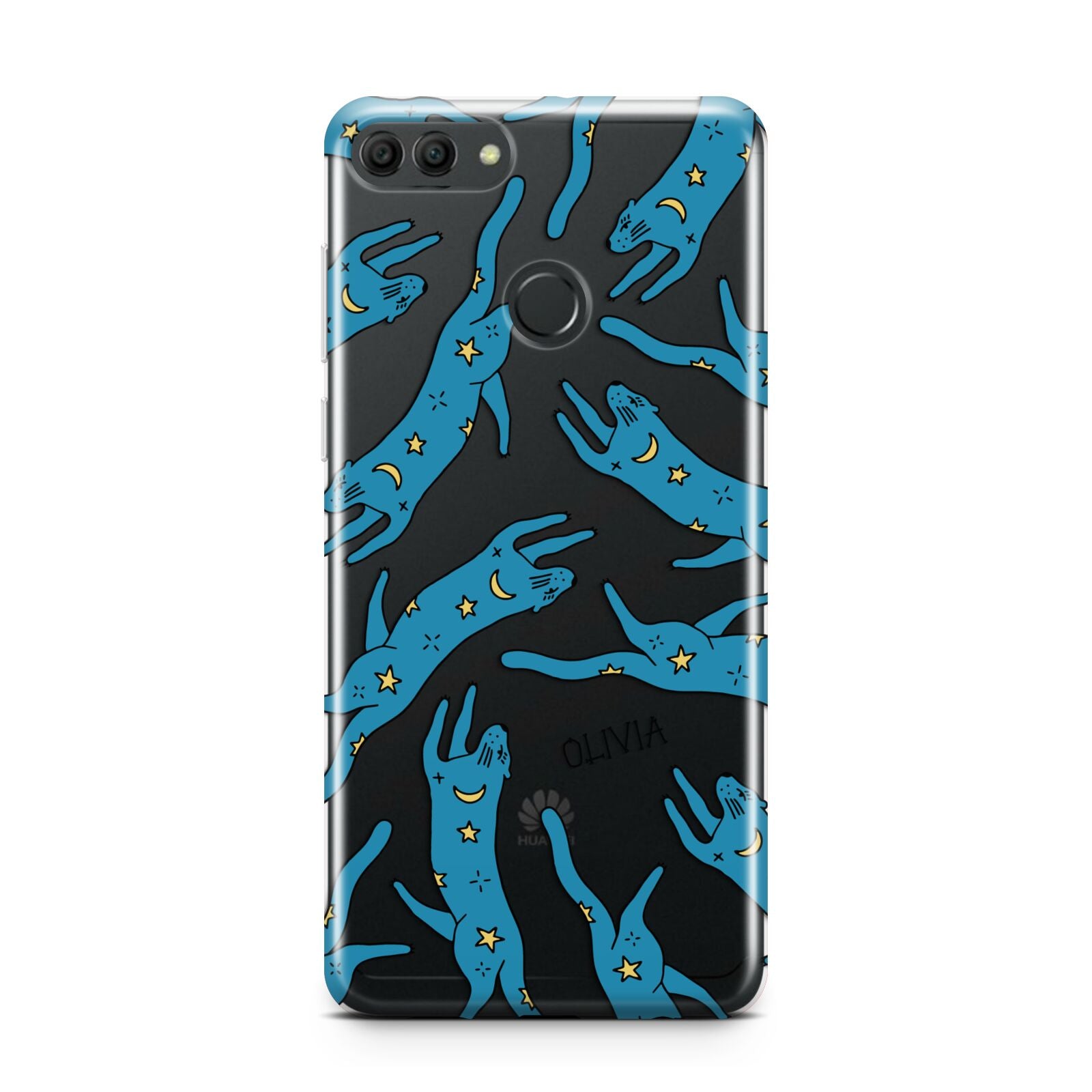 Moon Star Blue Cat Personalised Huawei Y9 2018