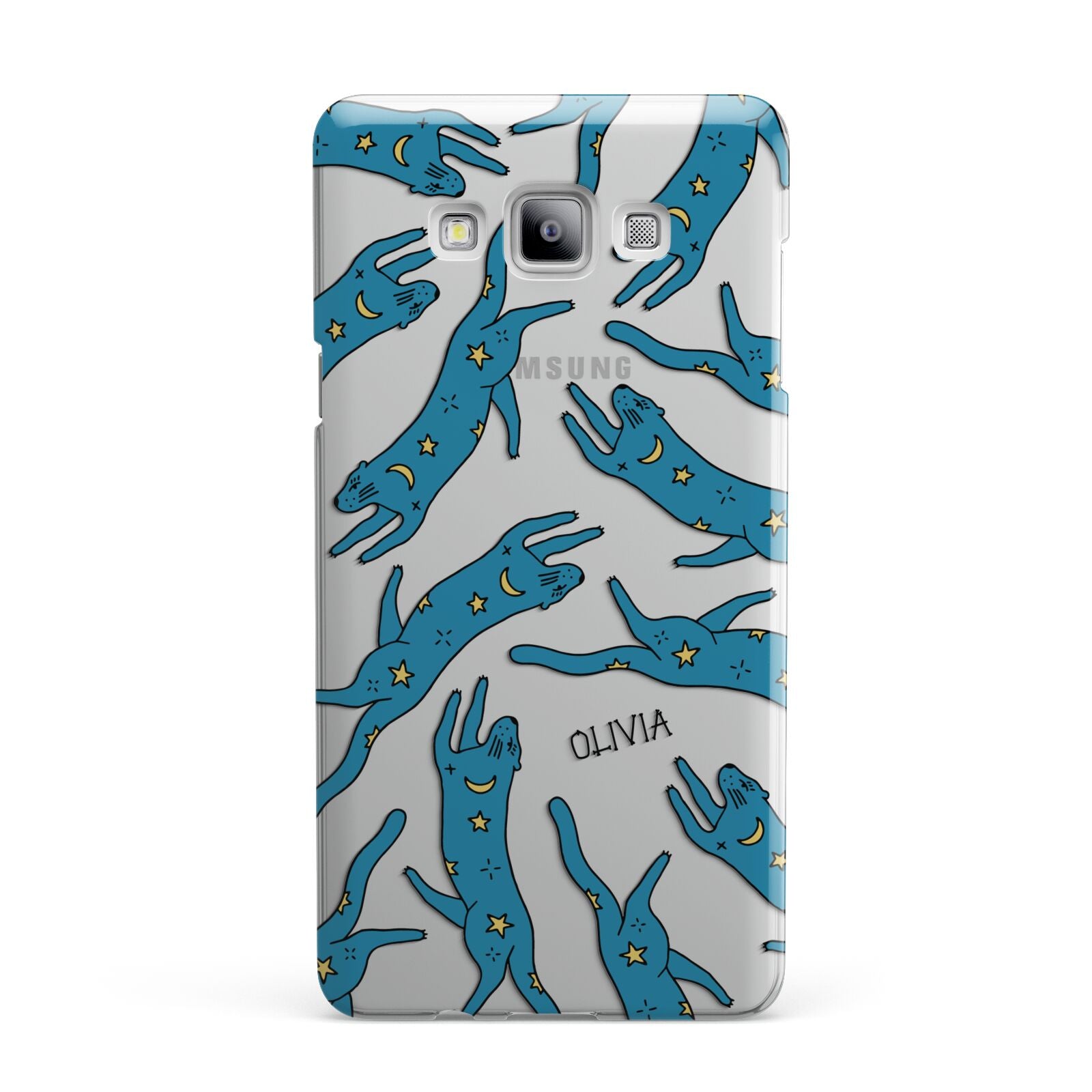 Moon Star Blue Cat Personalised Samsung Galaxy A7 2015 Case