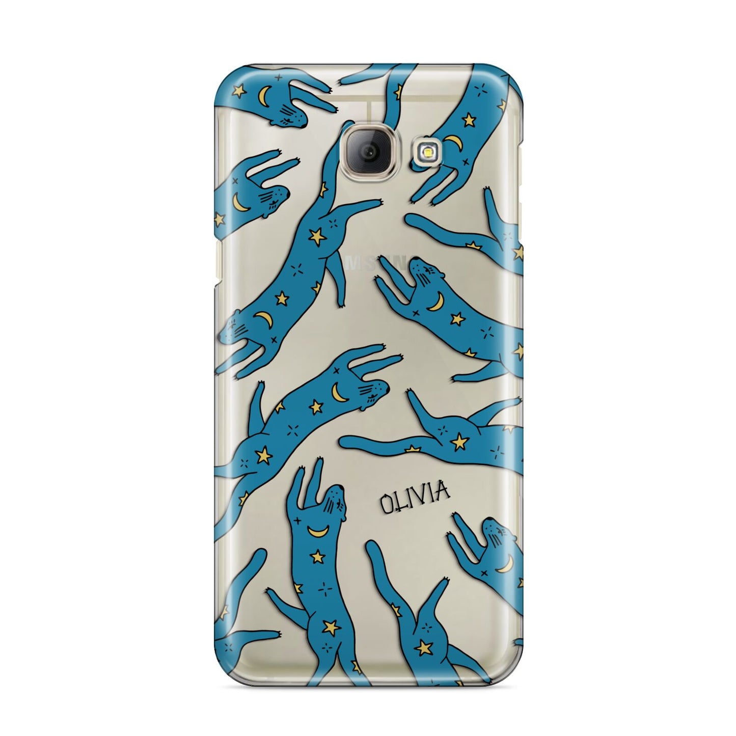 Moon Star Blue Cat Personalised Samsung Galaxy A8 2016 Case