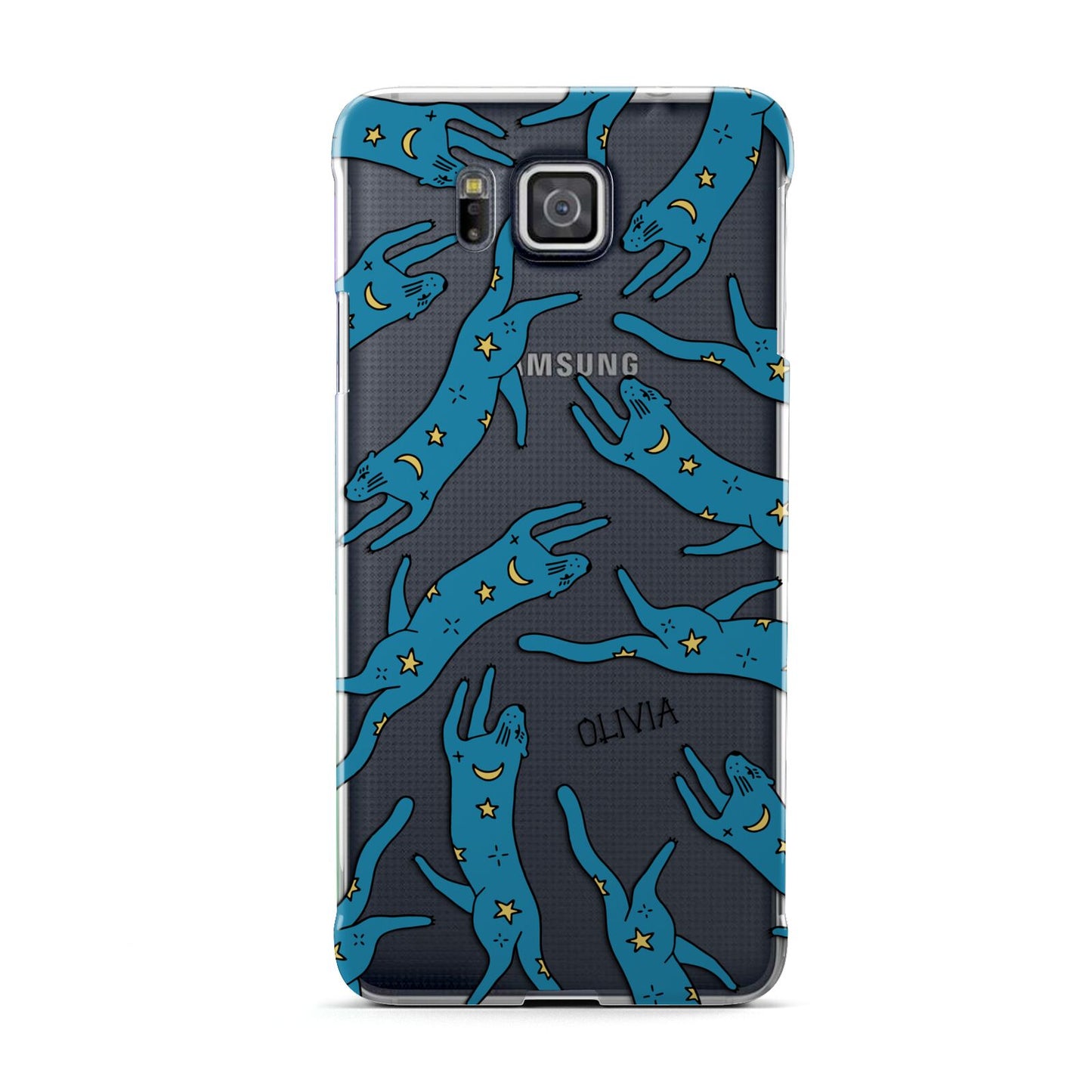 Moon Star Blue Cat Personalised Samsung Galaxy Alpha Case