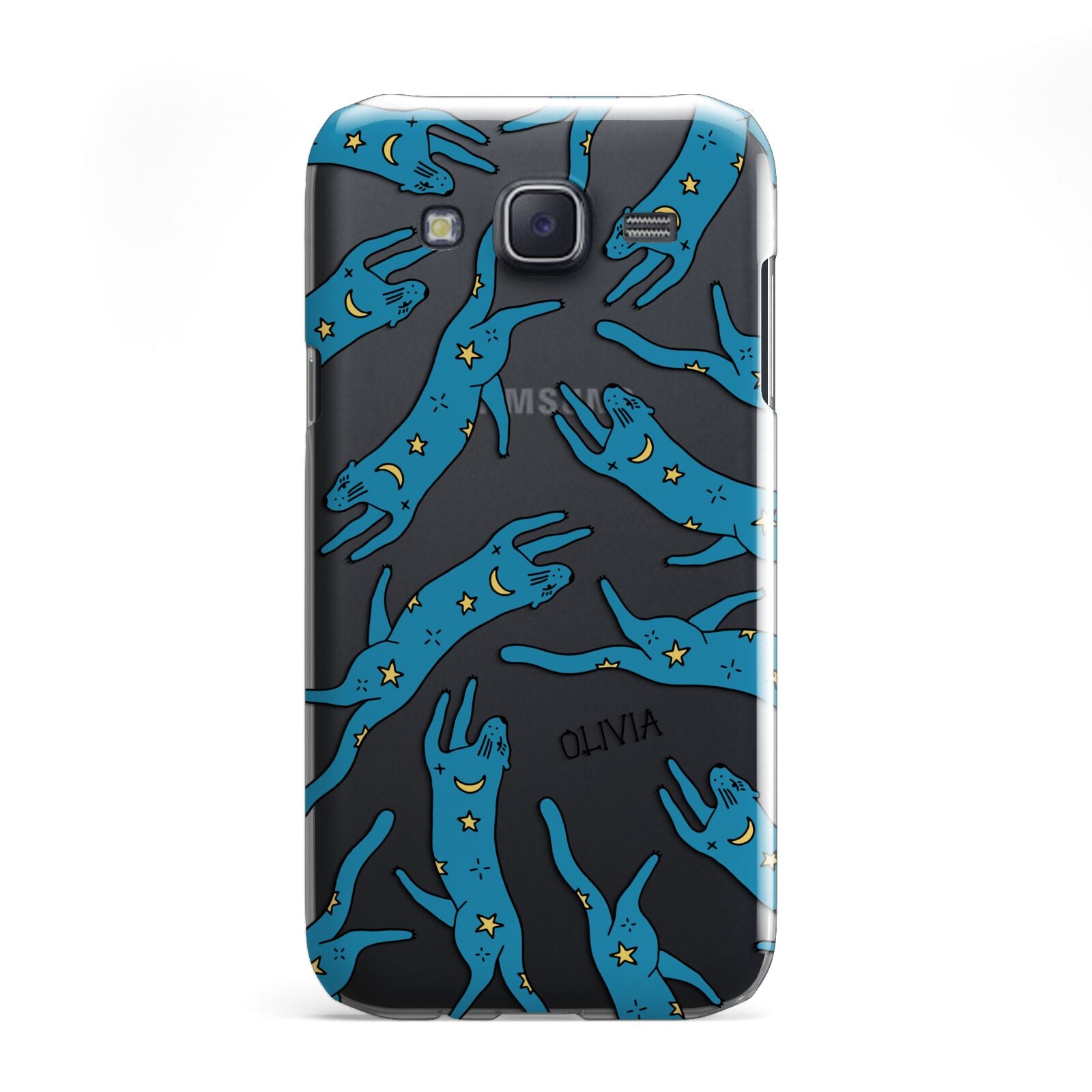 Moon Star Blue Cat Personalised Samsung Galaxy J5 Case