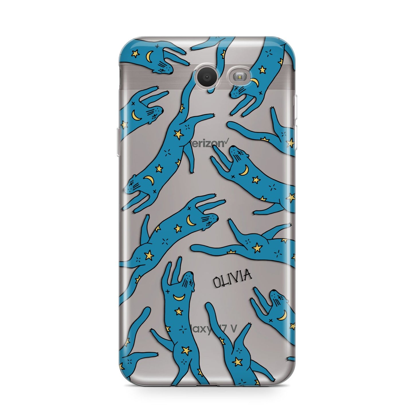 Moon Star Blue Cat Personalised Samsung Galaxy J7 2017 Case