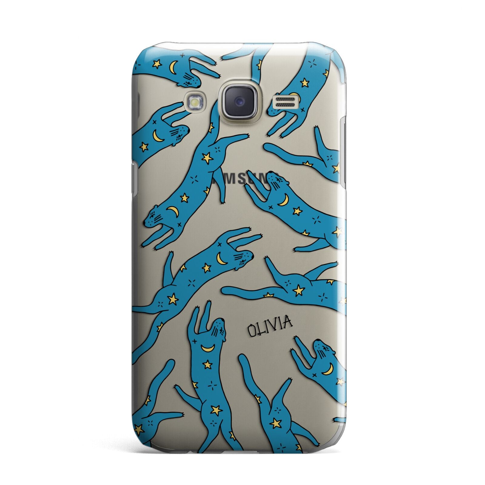 Moon Star Blue Cat Personalised Samsung Galaxy J7 Case