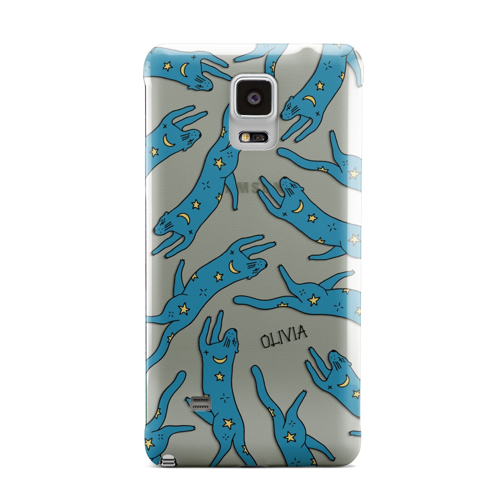 Moon Star Blue Cat Personalised Samsung Galaxy Note 4 Case