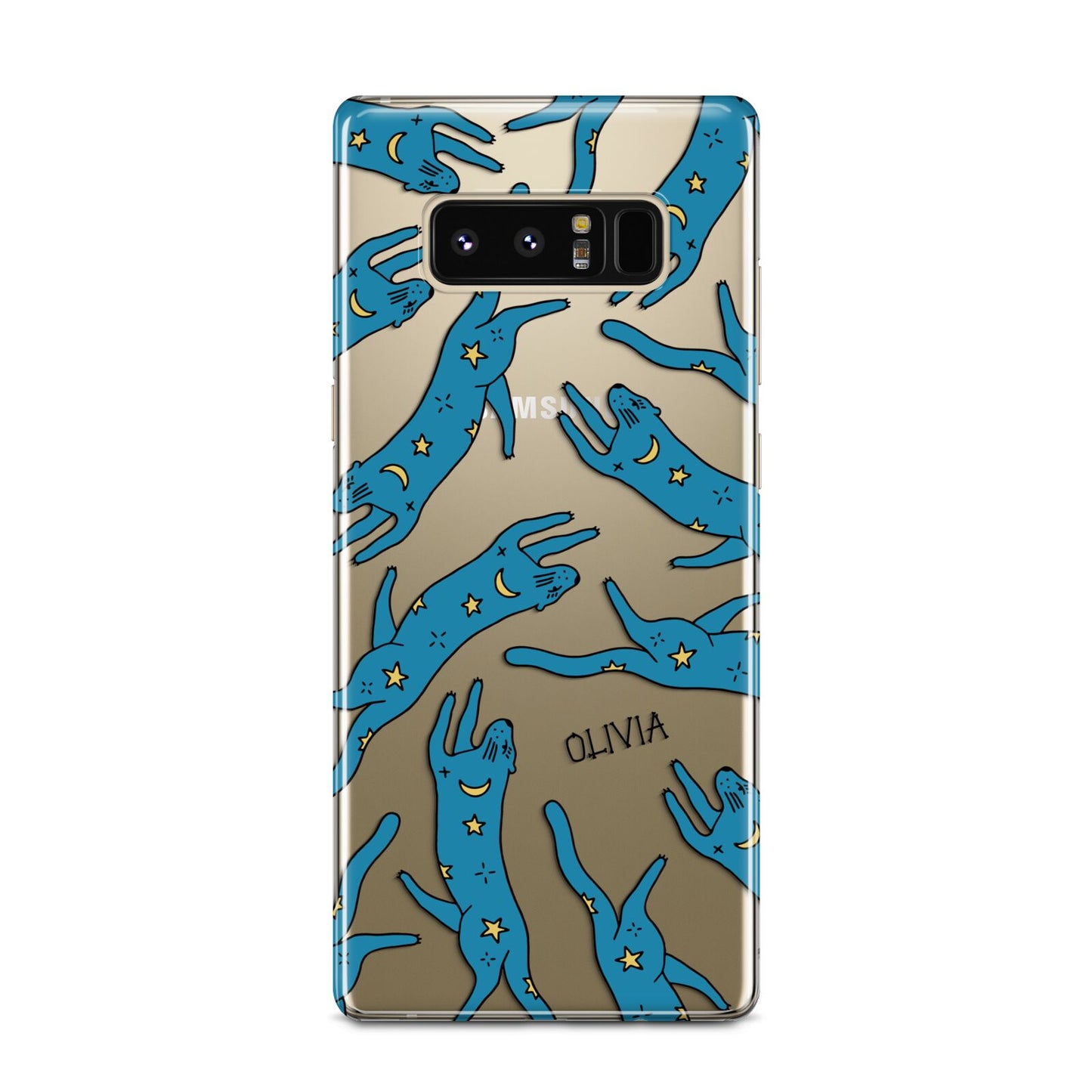 Moon Star Blue Cat Personalised Samsung Galaxy Note 8 Case