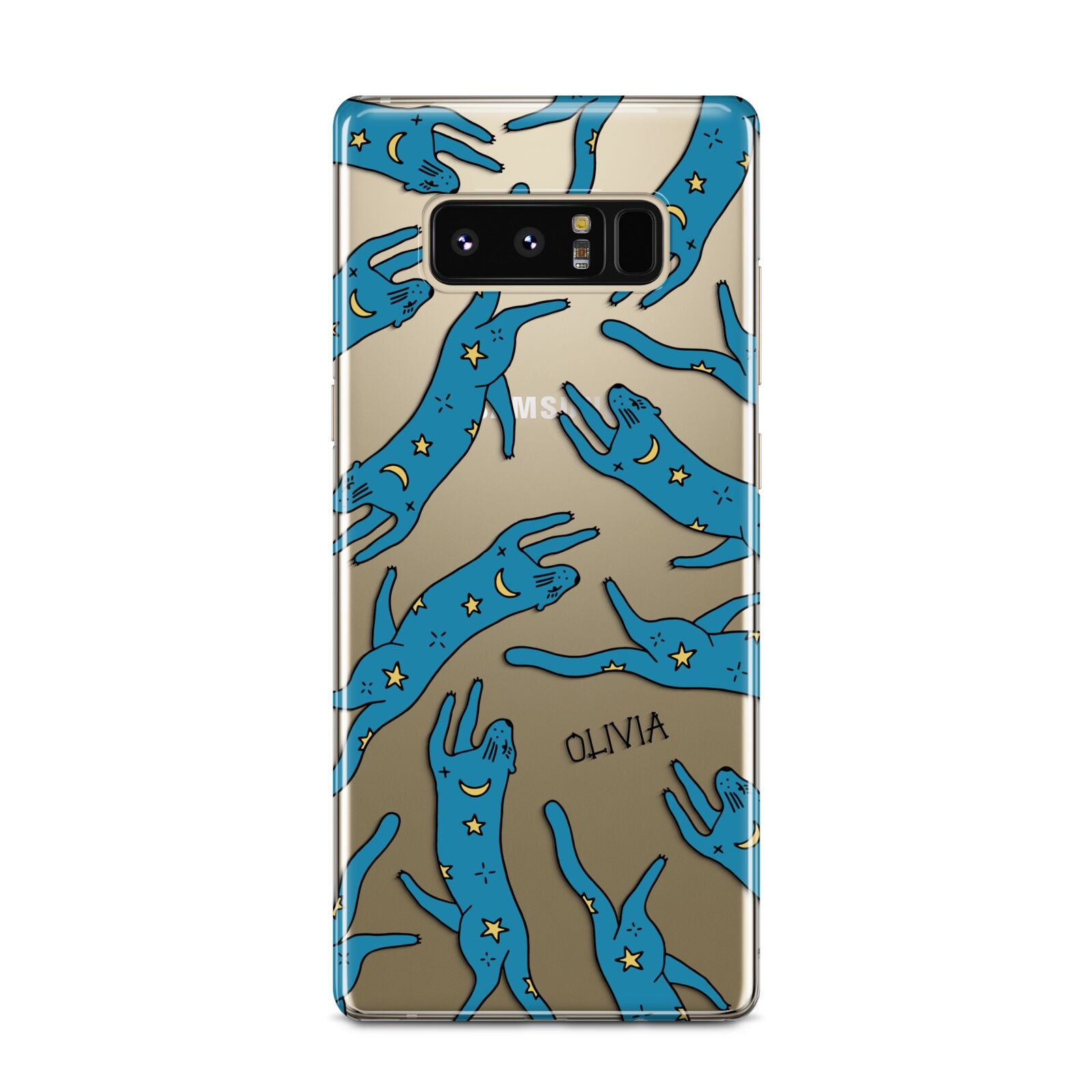 Moon Star Blue Cat Personalised Samsung Galaxy Note 8 Case