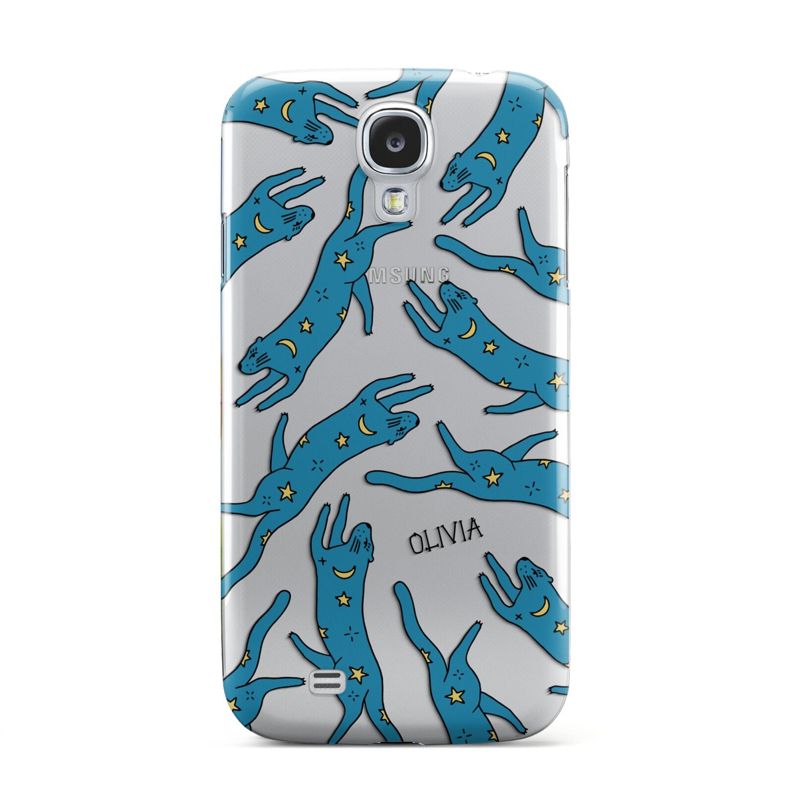 Moon Star Blue Cat Personalised Samsung Galaxy S4 Case