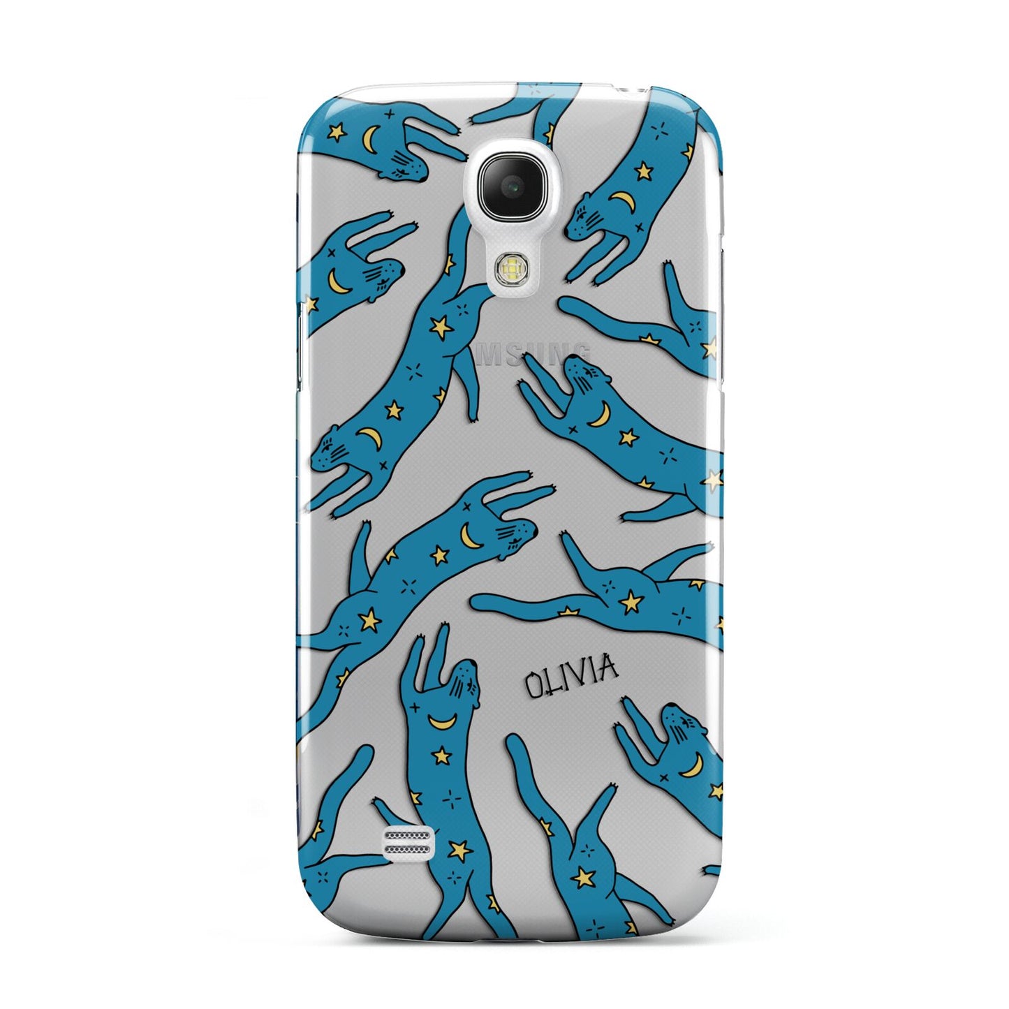 Moon Star Blue Cat Personalised Samsung Galaxy S4 Mini Case