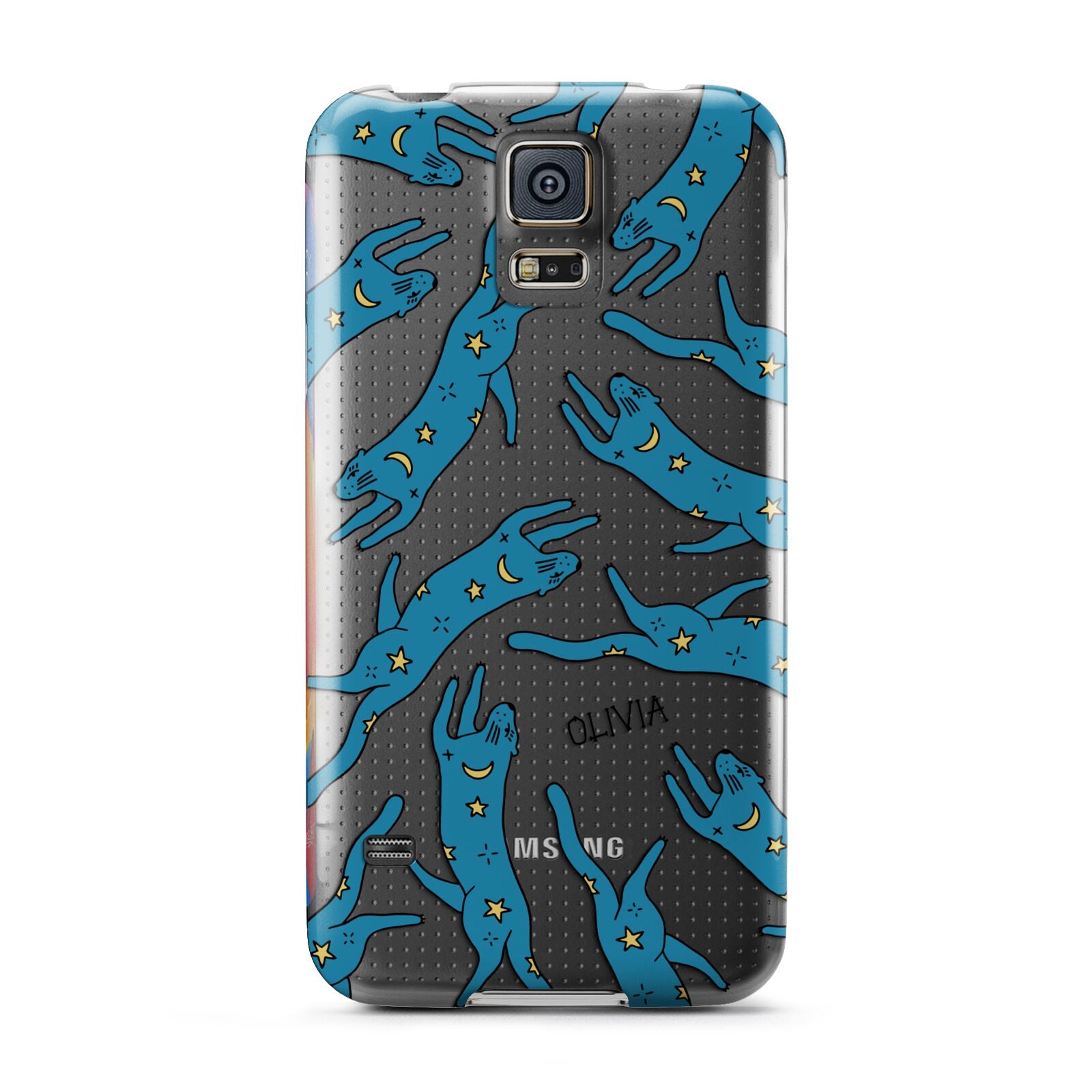 Moon Star Blue Cat Personalised Samsung Galaxy S5 Case