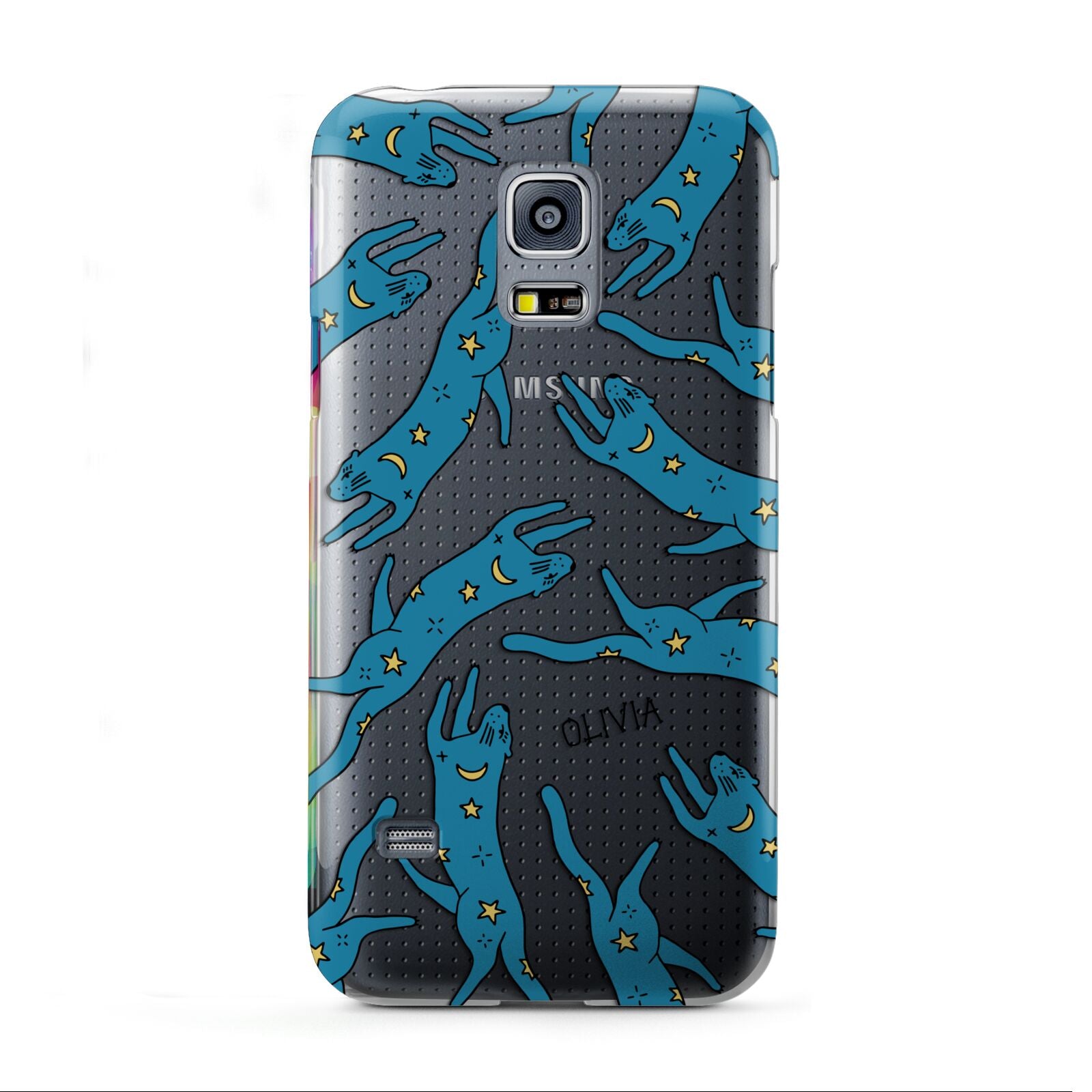 Moon Star Blue Cat Personalised Samsung Galaxy S5 Mini Case