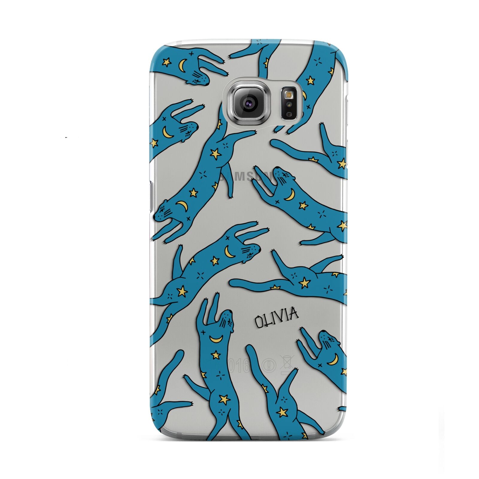 Moon Star Blue Cat Personalised Samsung Galaxy S6 Case