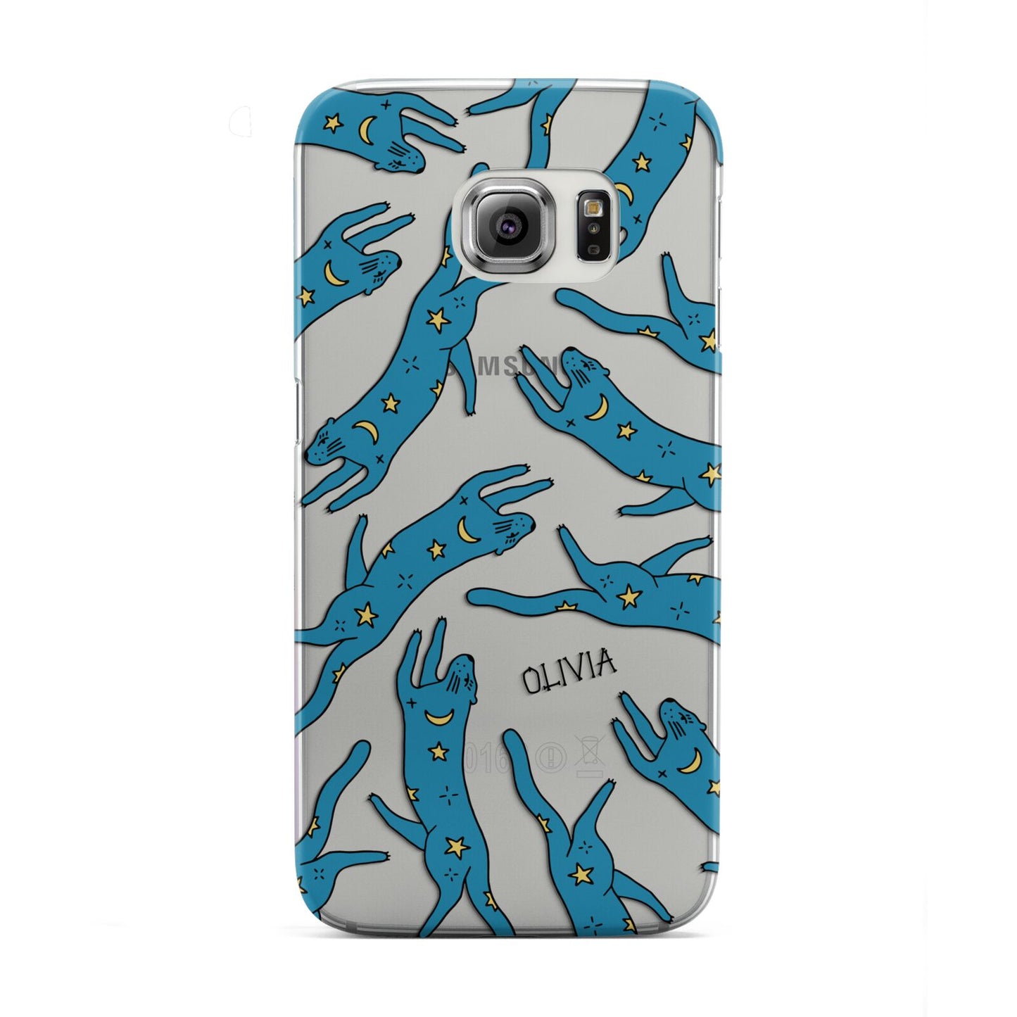 Moon Star Blue Cat Personalised Samsung Galaxy S6 Edge Case