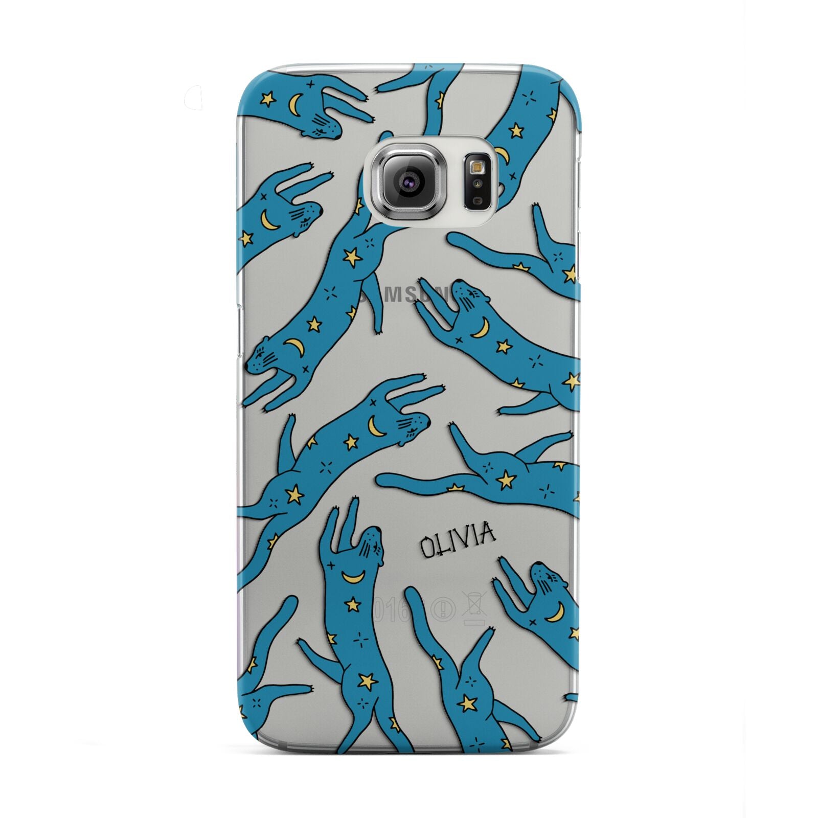 Moon Star Blue Cat Personalised Samsung Galaxy S6 Edge Case