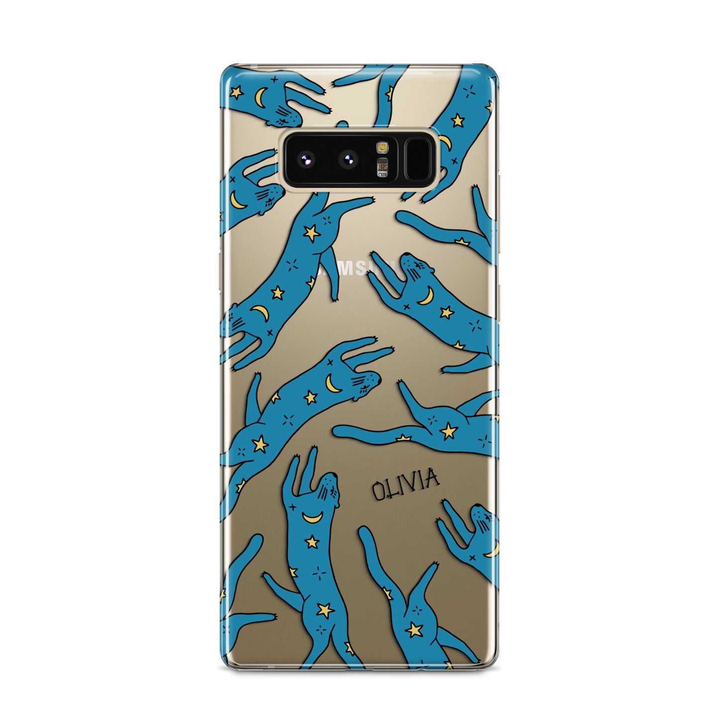 Moon Star Blue Cat Personalised Samsung Galaxy S8 Case