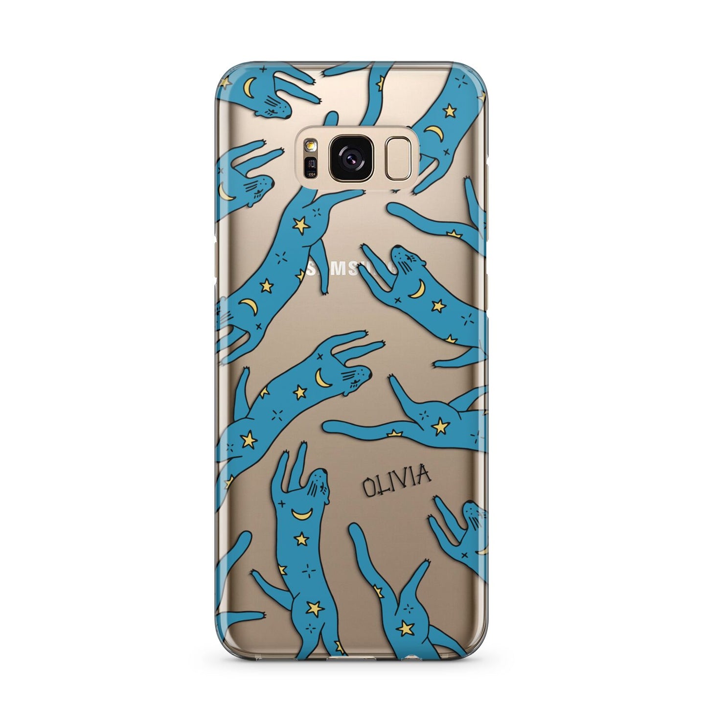 Moon Star Blue Cat Personalised Samsung Galaxy S8 Plus Case