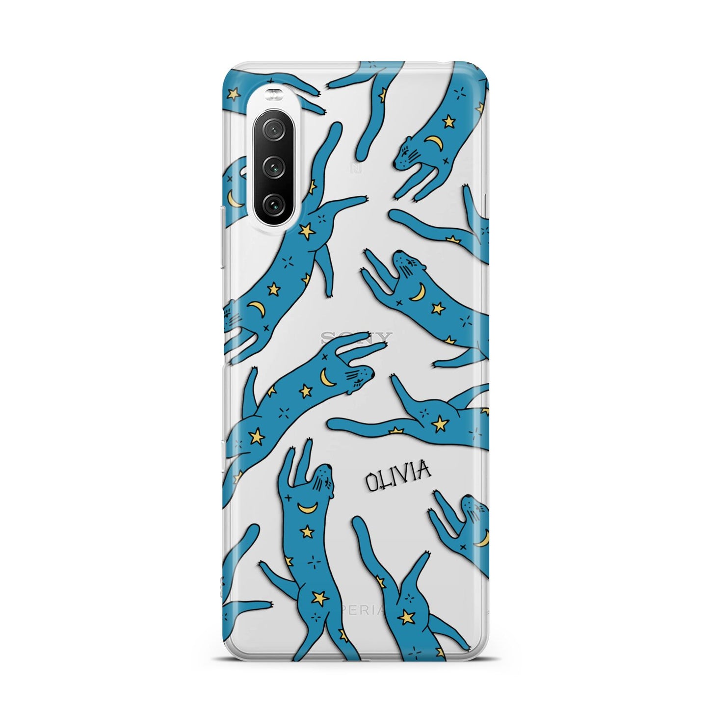 Moon Star Blue Cat Personalised Sony Xperia 10 III Case