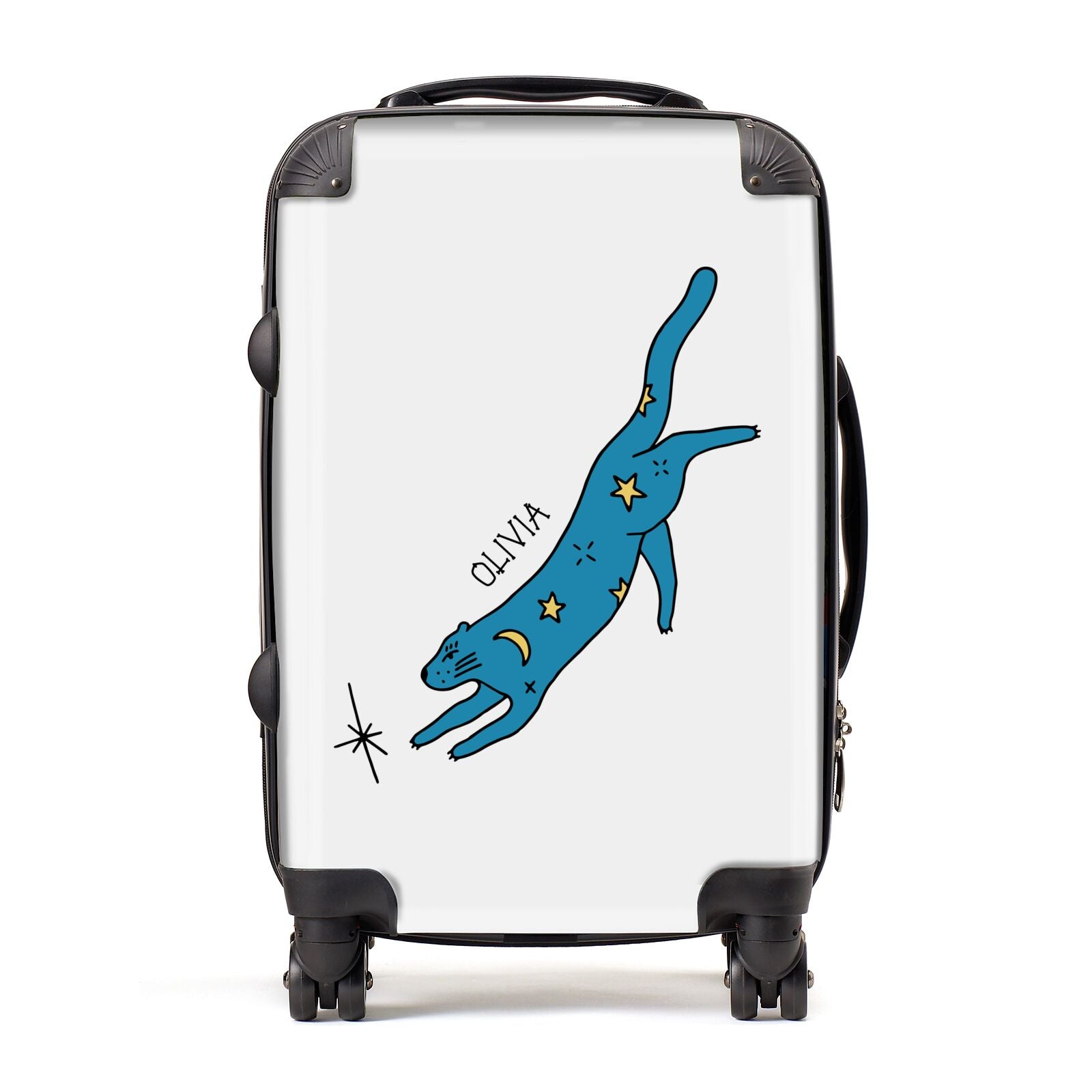 Moon Star Blue Cat Personalised Suitcase