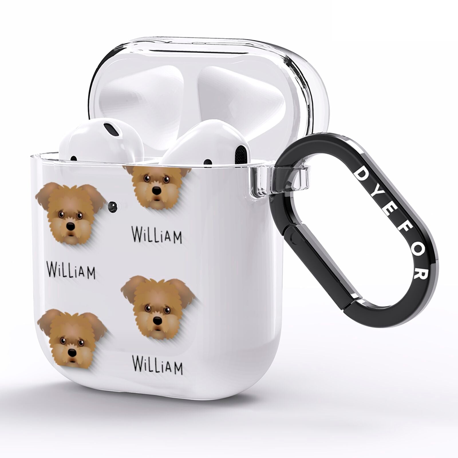 Morkie Icon with Name AirPods Clear Case Side Image