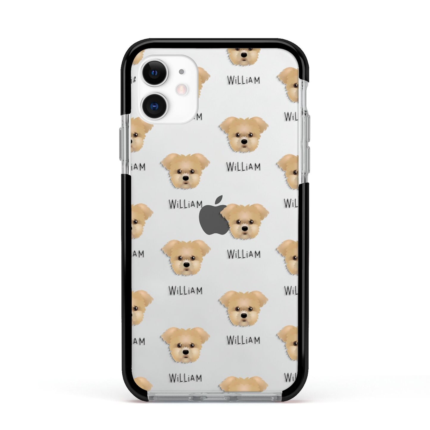 Morkie Icon with Name Apple iPhone 11 in White with Black Impact Case