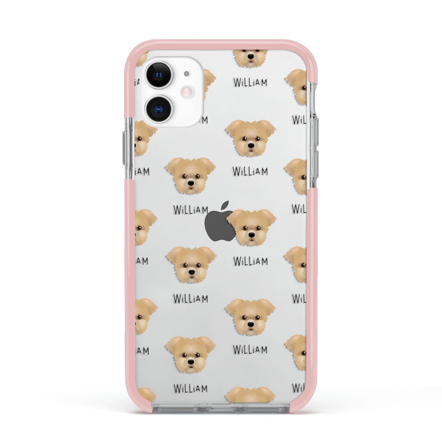 Morkie Icon with Name Apple iPhone 11 in White with Pink Impact Case