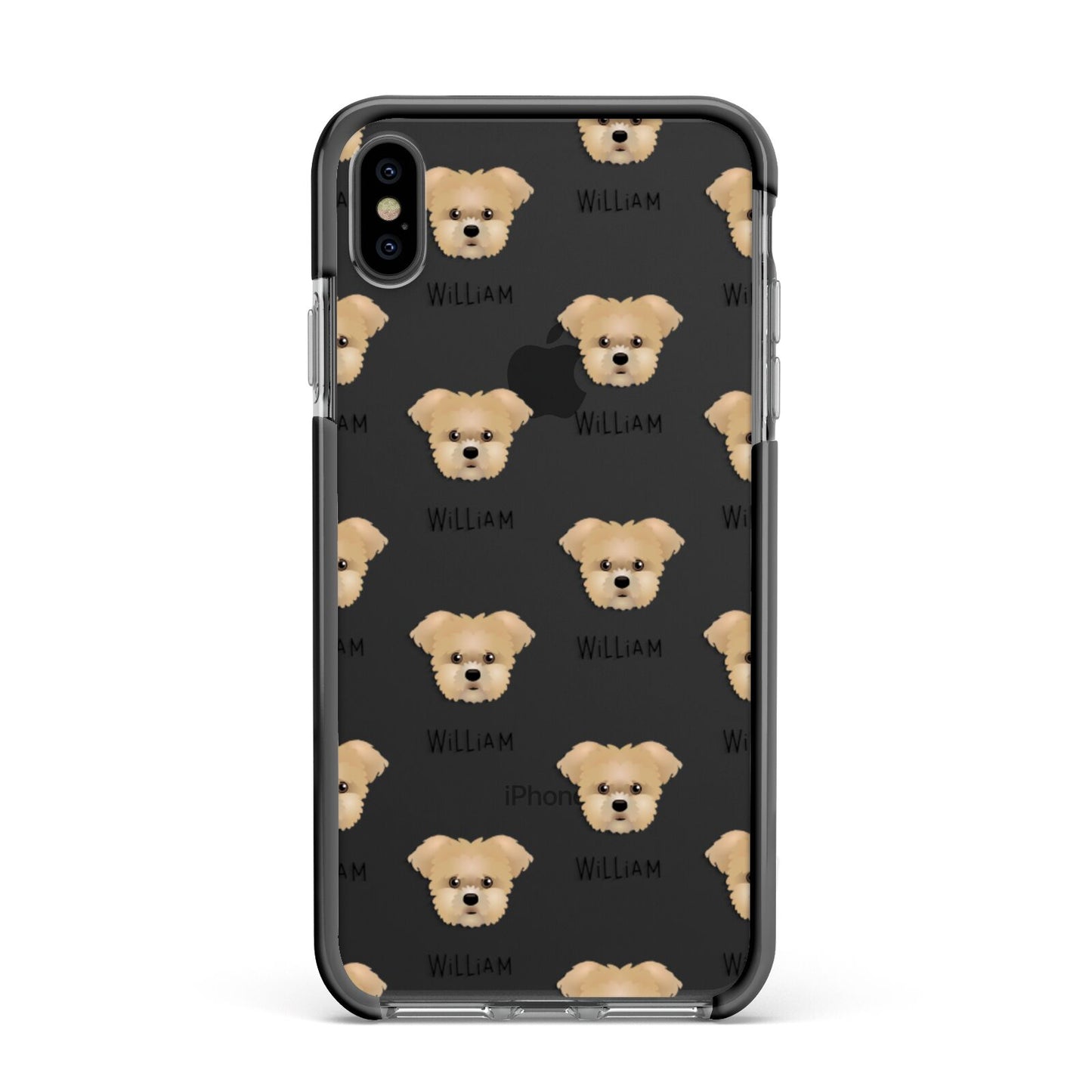 Morkie Icon with Name Apple iPhone Xs Max Impact Case Black Edge on Black Phone