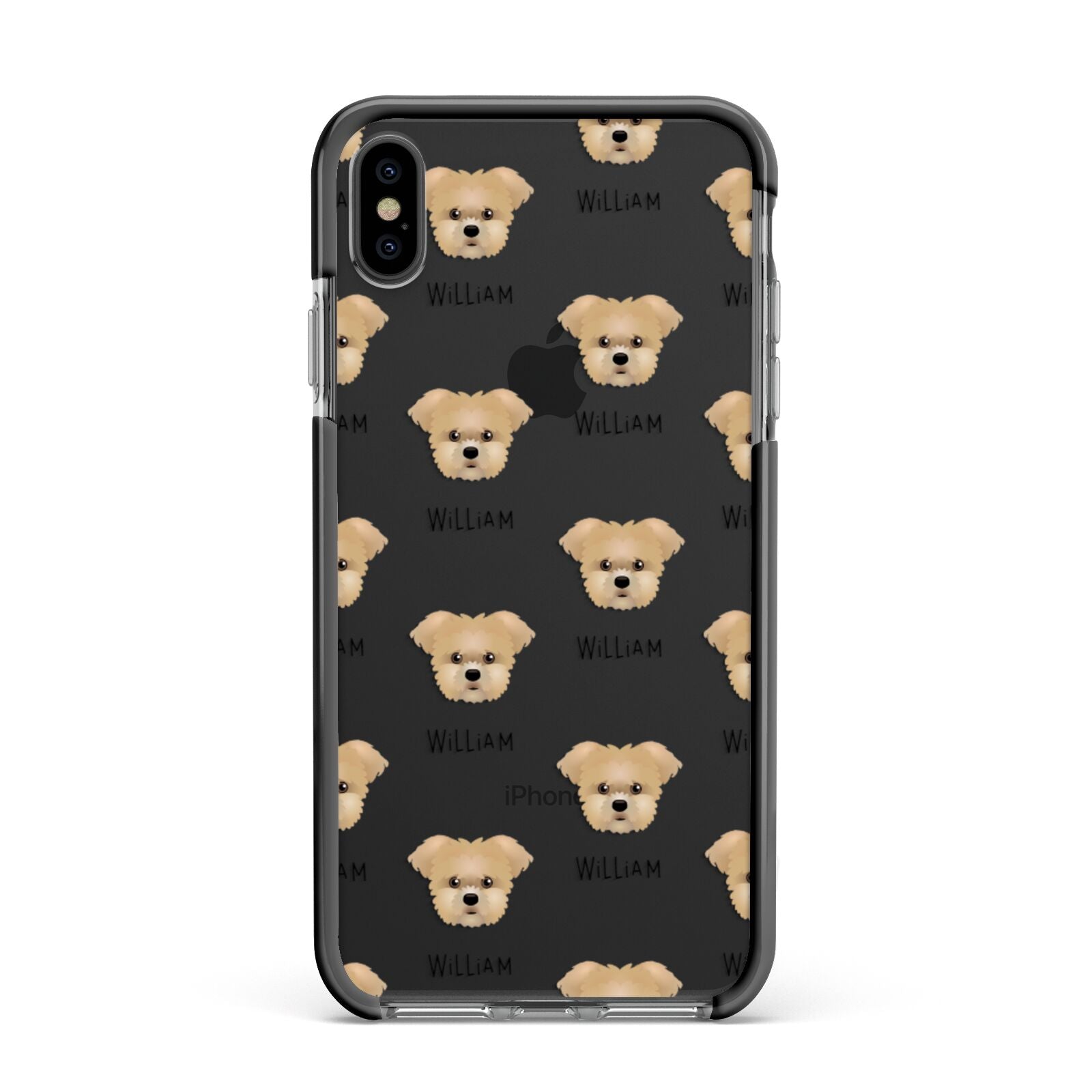 Morkie Icon with Name Apple iPhone Xs Max Impact Case Black Edge on Black Phone