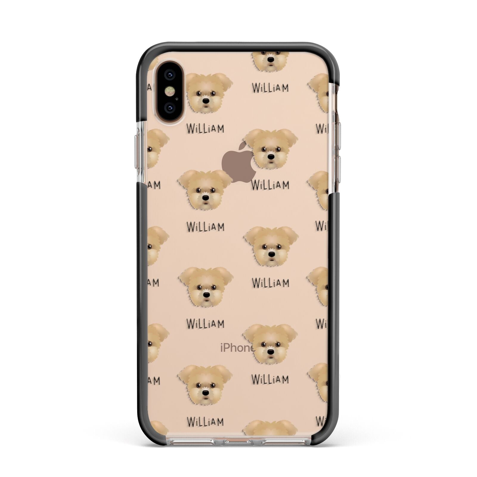 Morkie Icon with Name Apple iPhone Xs Max Impact Case Black Edge on Gold Phone