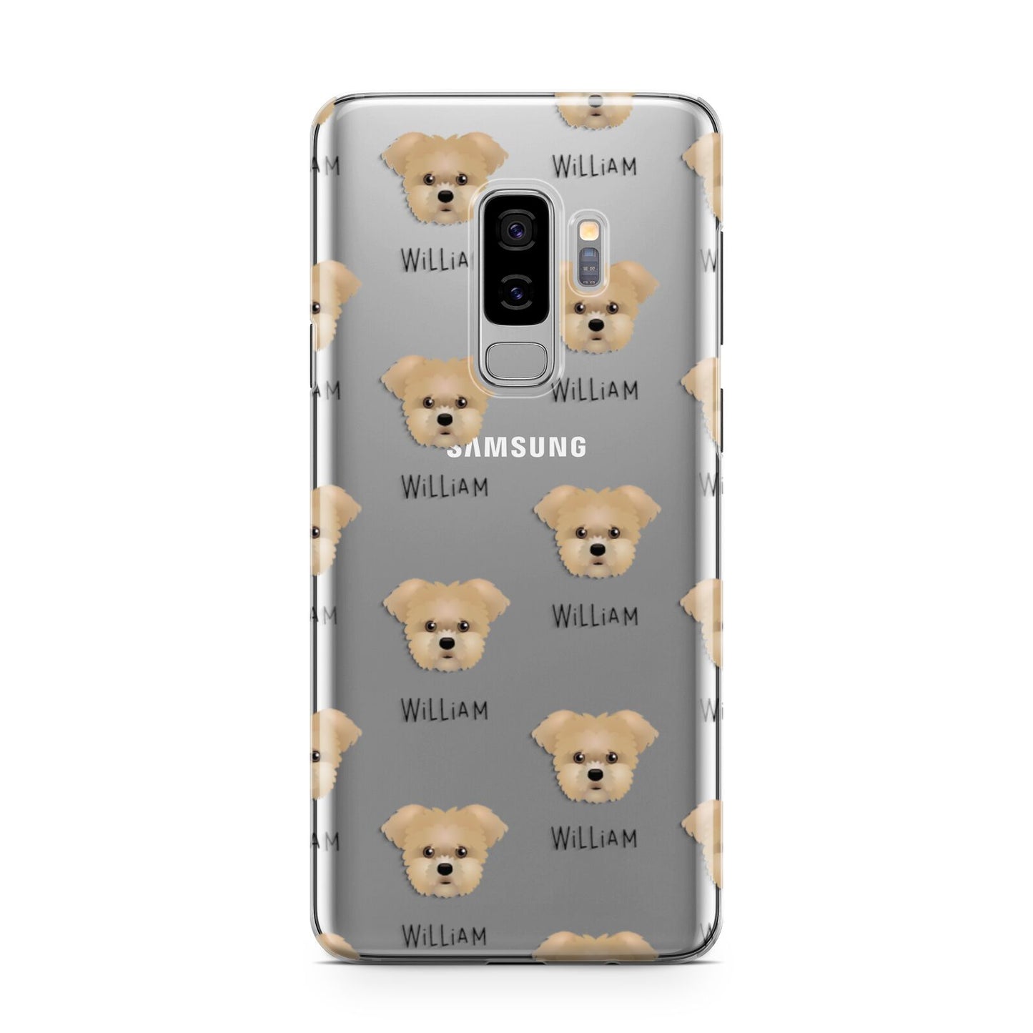 Morkie Icon with Name Samsung Galaxy S9 Plus Case on Silver phone