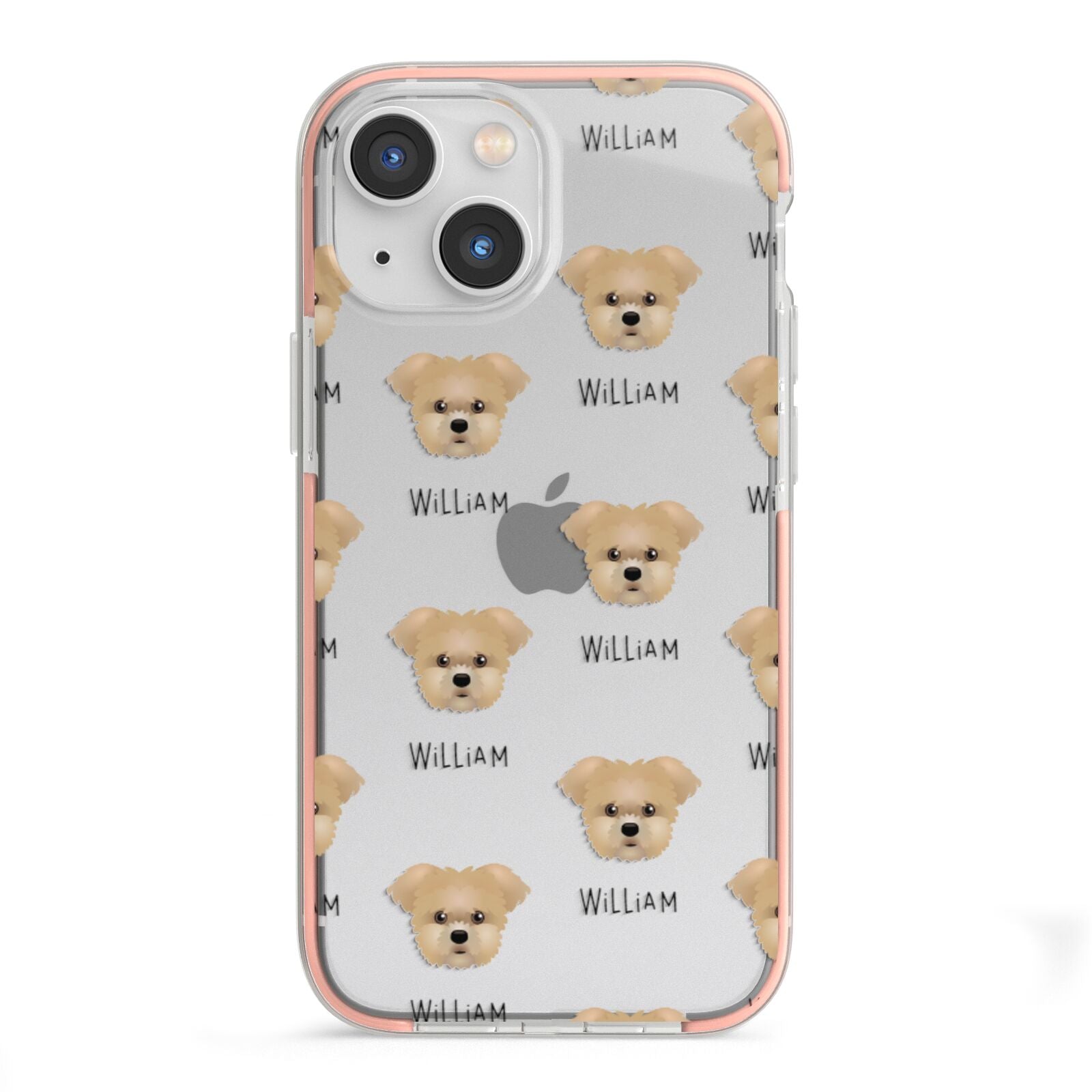 Morkie Icon with Name iPhone 13 Mini TPU Impact Case with Pink Edges