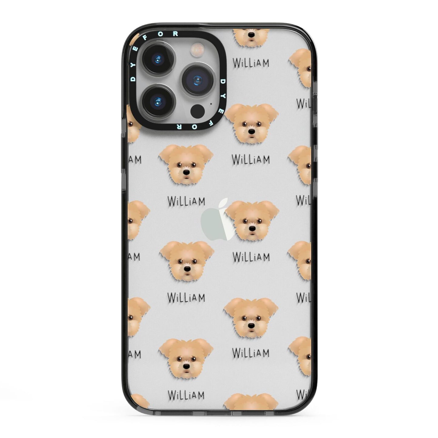 Morkie Icon with Name iPhone 13 Pro Max Black Impact Case on Silver phone
