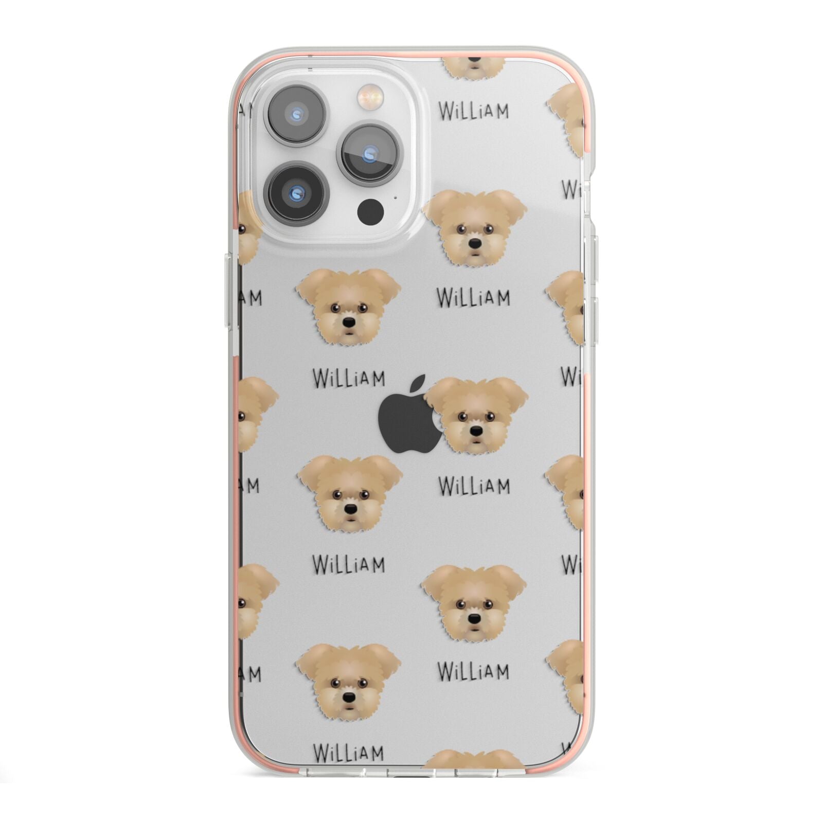 Morkie Icon with Name iPhone 13 Pro Max TPU Impact Case with Pink Edges