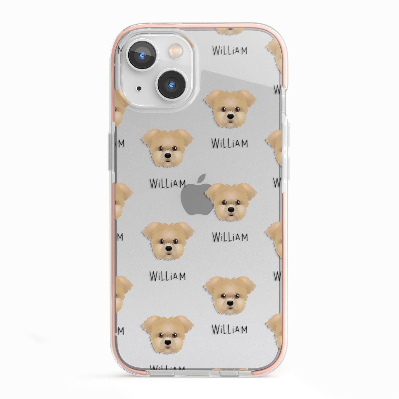 Morkie Icon with Name iPhone 13 TPU Impact Case with Pink Edges