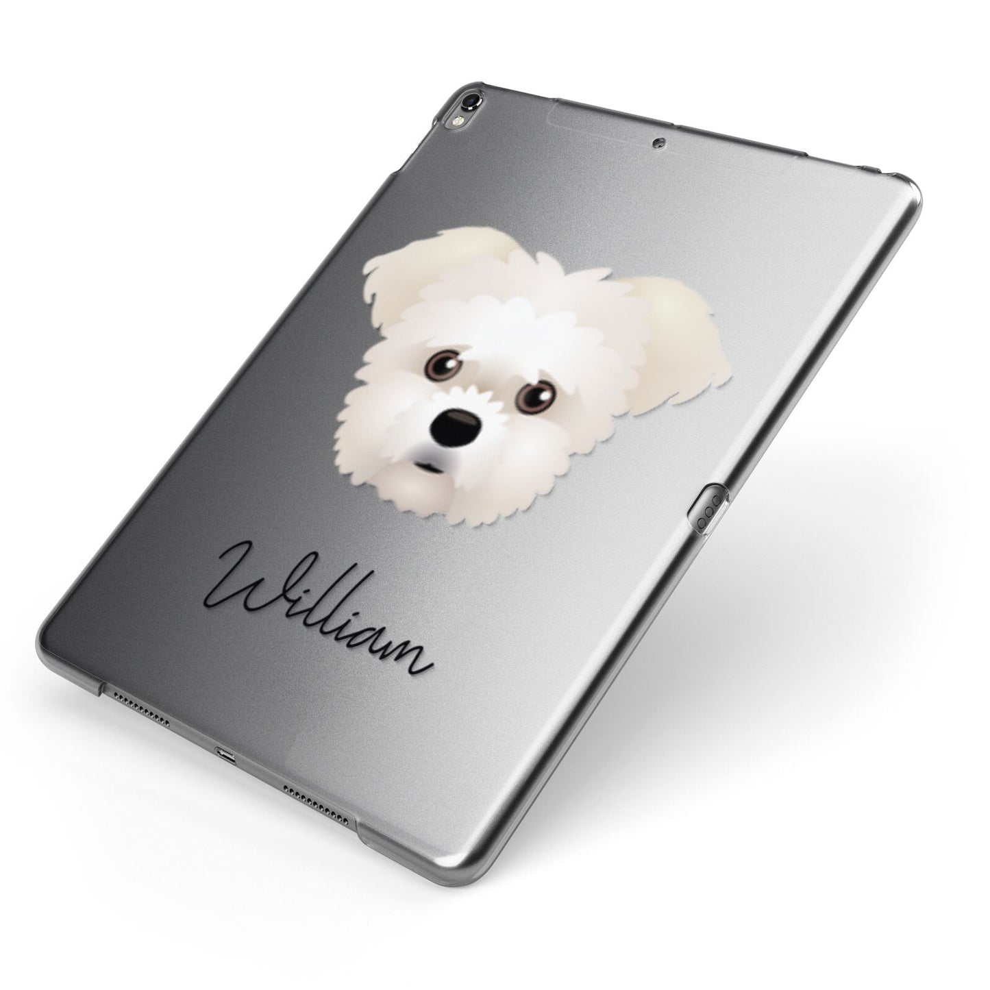 Morkie Personalised Apple iPad Case on Grey iPad Side View