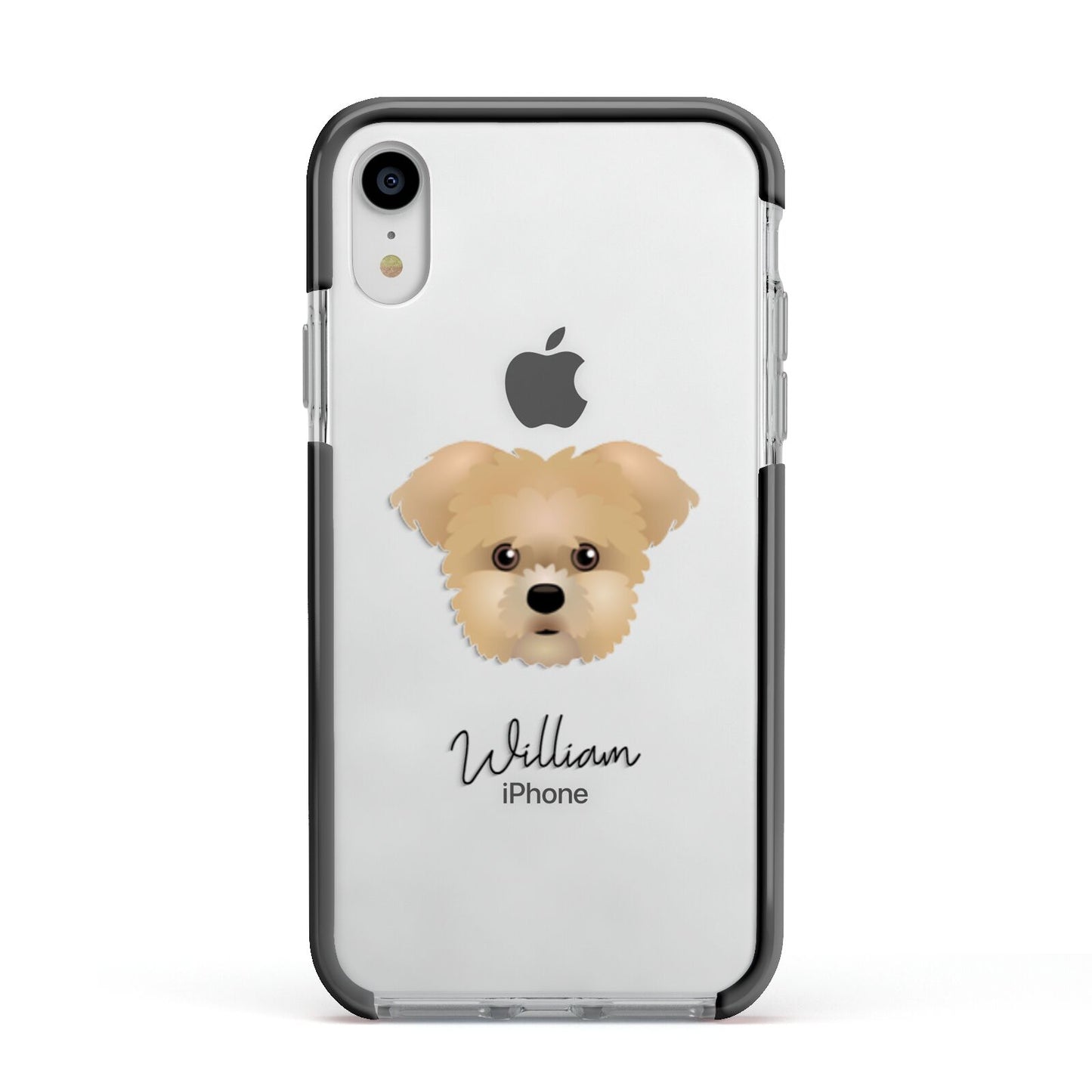 Morkie Personalised Apple iPhone XR Impact Case Black Edge on Silver Phone