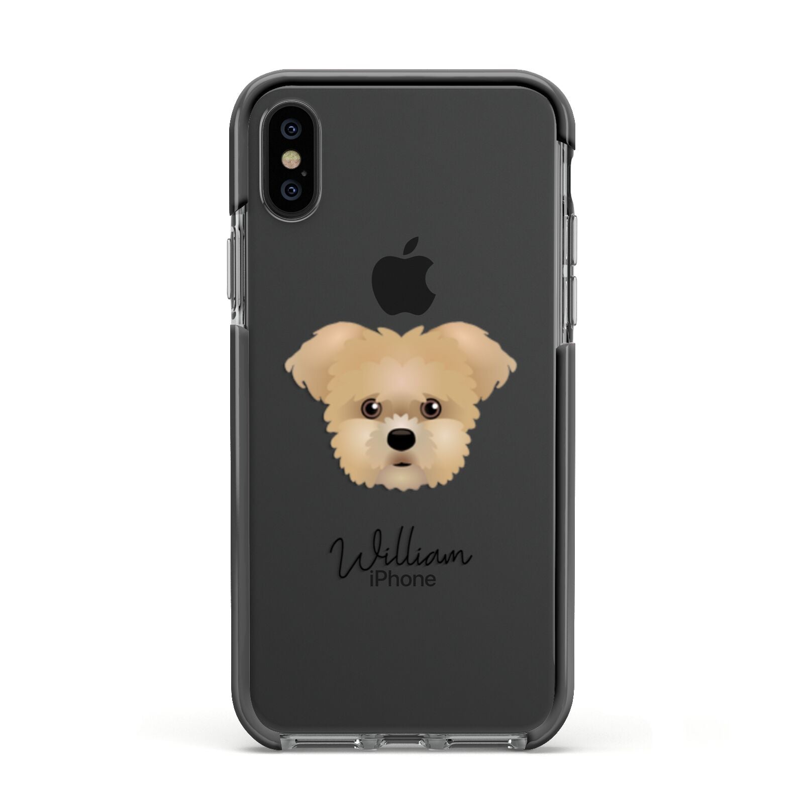 Morkie Personalised Apple iPhone Xs Impact Case Black Edge on Black Phone