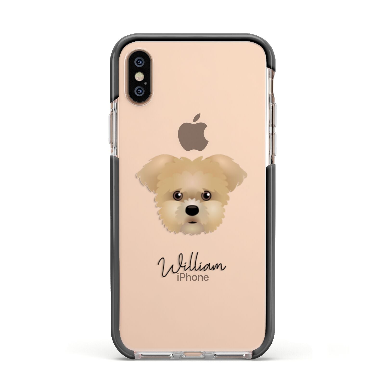 Morkie Personalised Apple iPhone Xs Impact Case Black Edge on Gold Phone