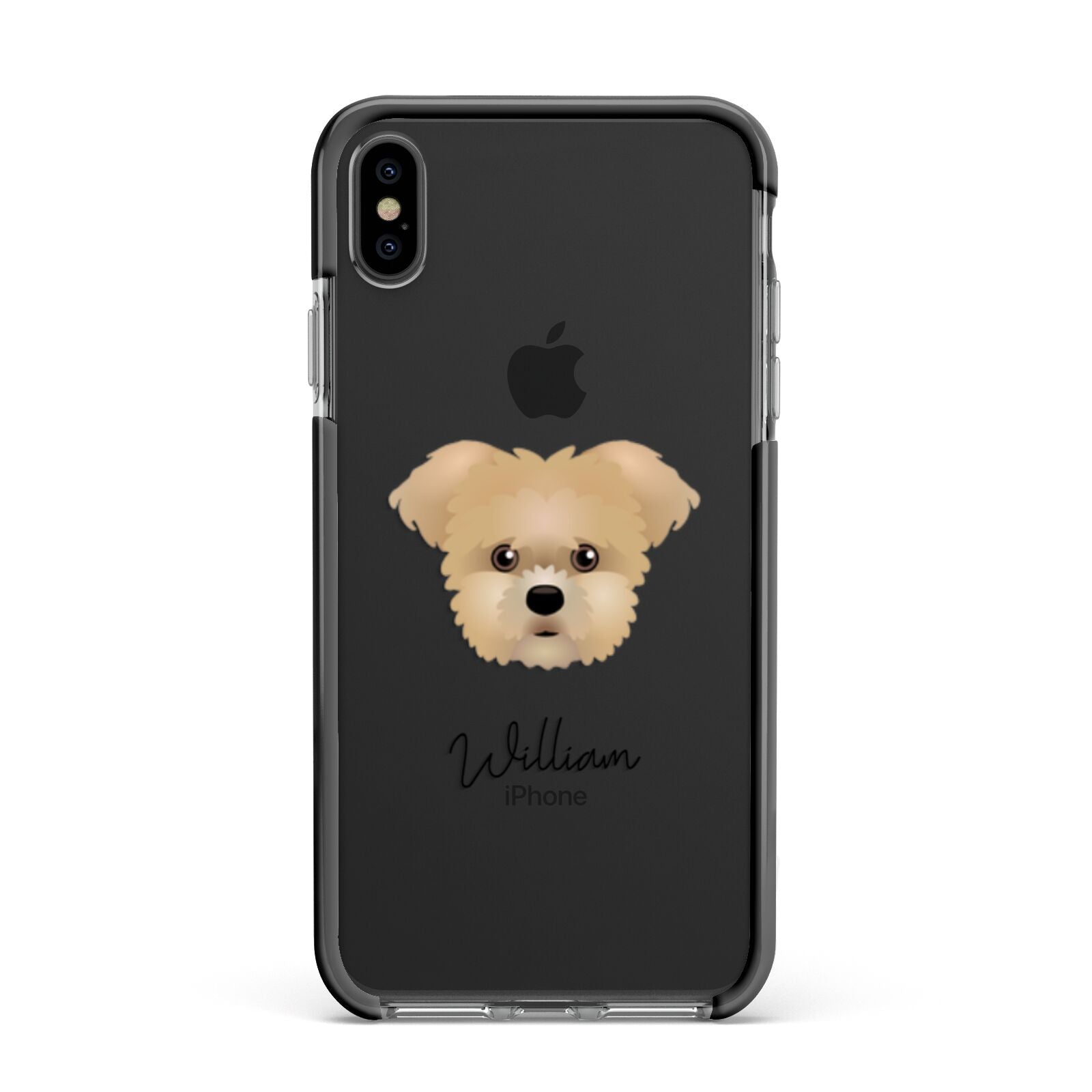 Morkie Personalised Apple iPhone Xs Max Impact Case Black Edge on Black Phone