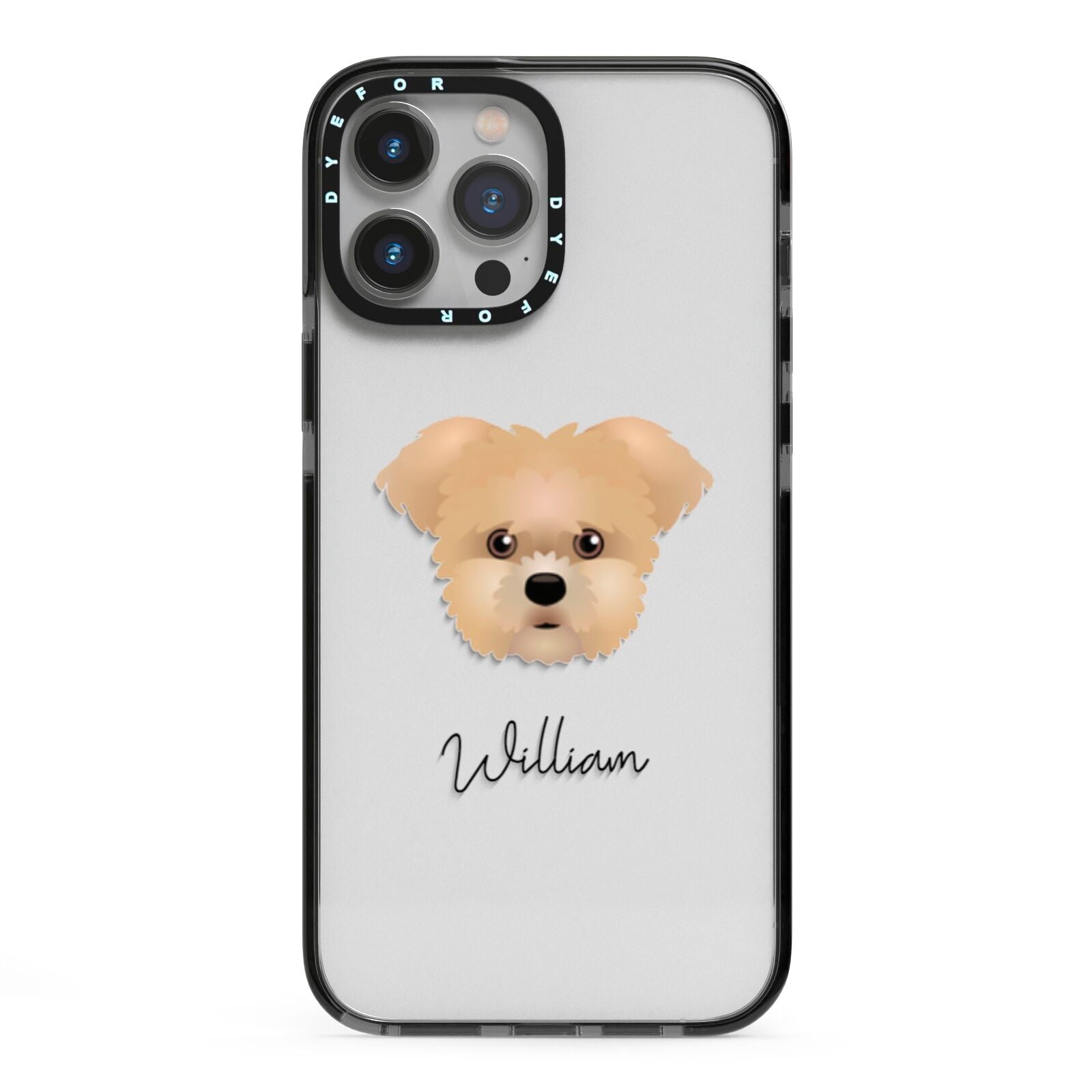 Morkie Personalised iPhone 13 Pro Max Black Impact Case on Silver phone