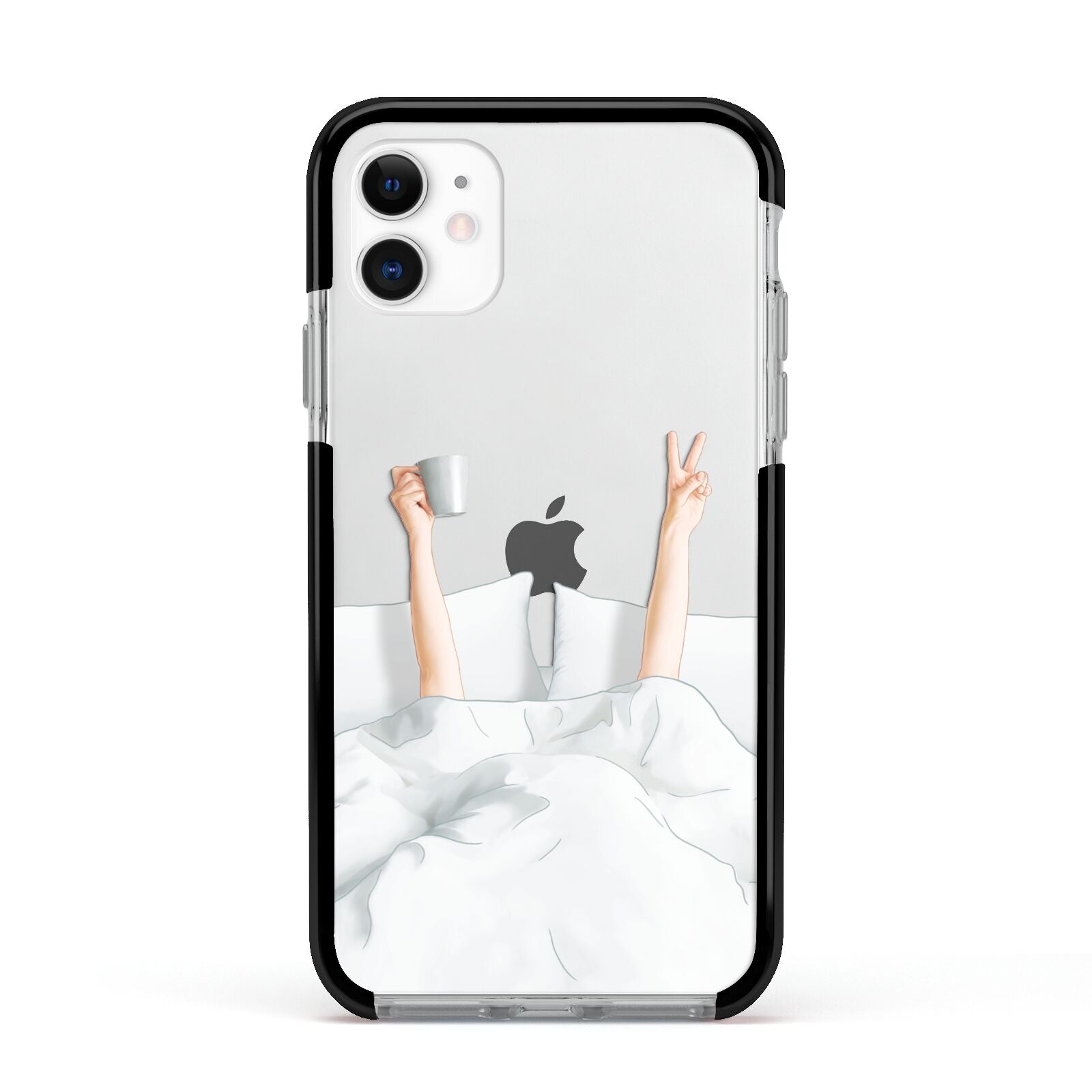 Morning Coffee Apple iPhone 11 in White with Black Impact Case