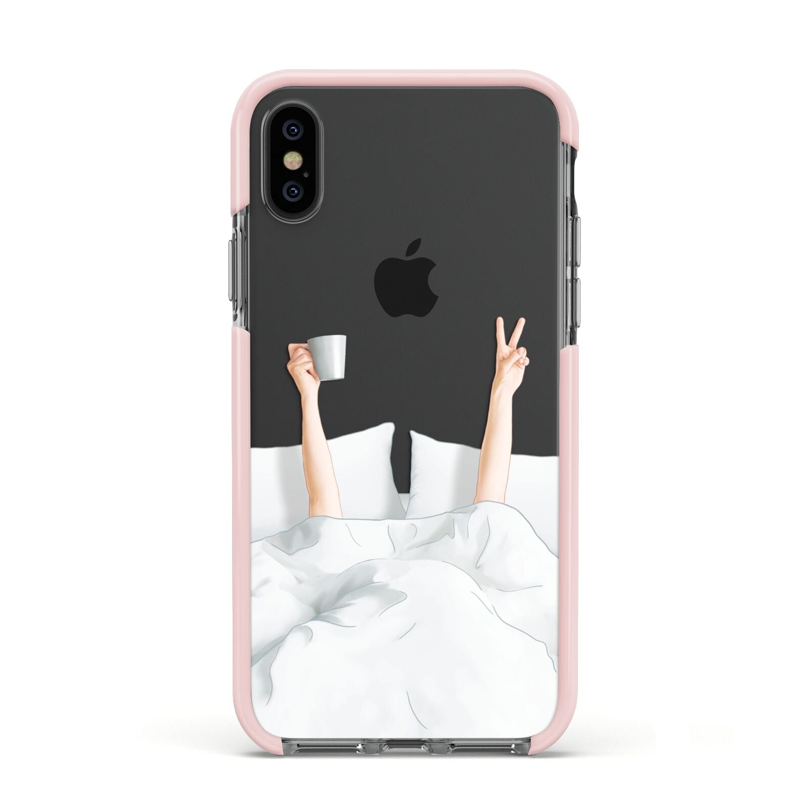 Morning Coffee Apple iPhone Xs Impact Case Pink Edge on Black Phone