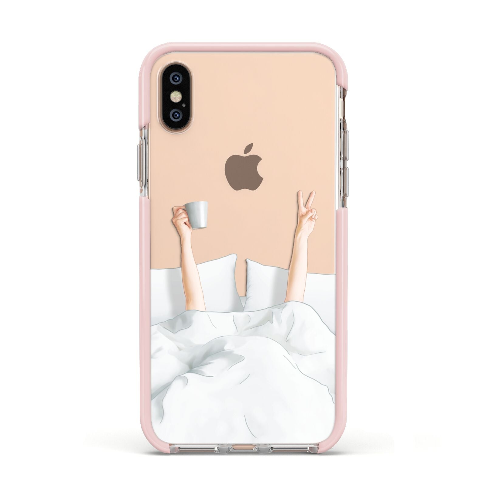 Morning Coffee Apple iPhone Xs Impact Case Pink Edge on Gold Phone