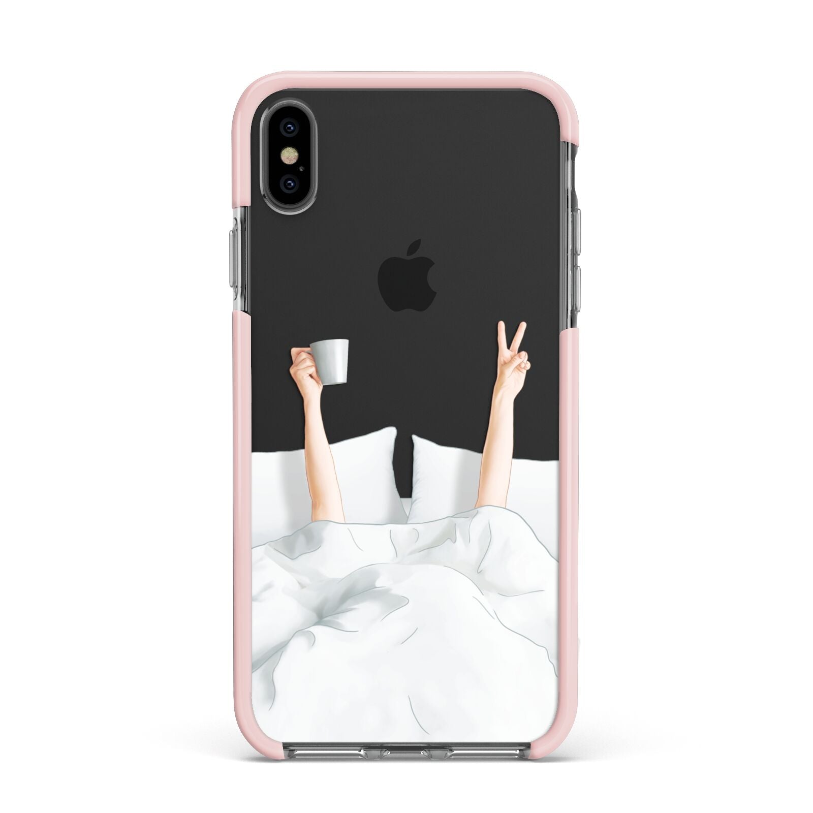 Morning Coffee Apple iPhone Xs Max Impact Case Pink Edge on Black Phone