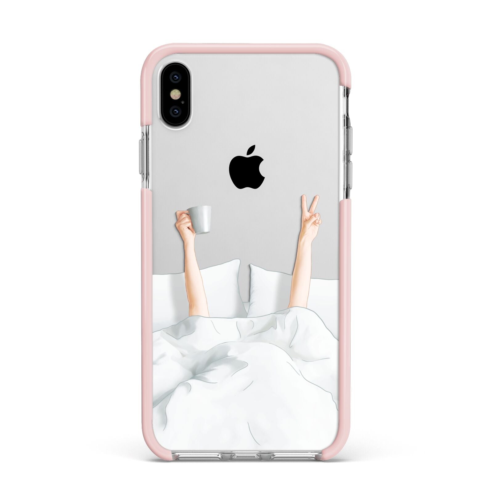 Morning Coffee Apple iPhone Xs Max Impact Case Pink Edge on Silver Phone