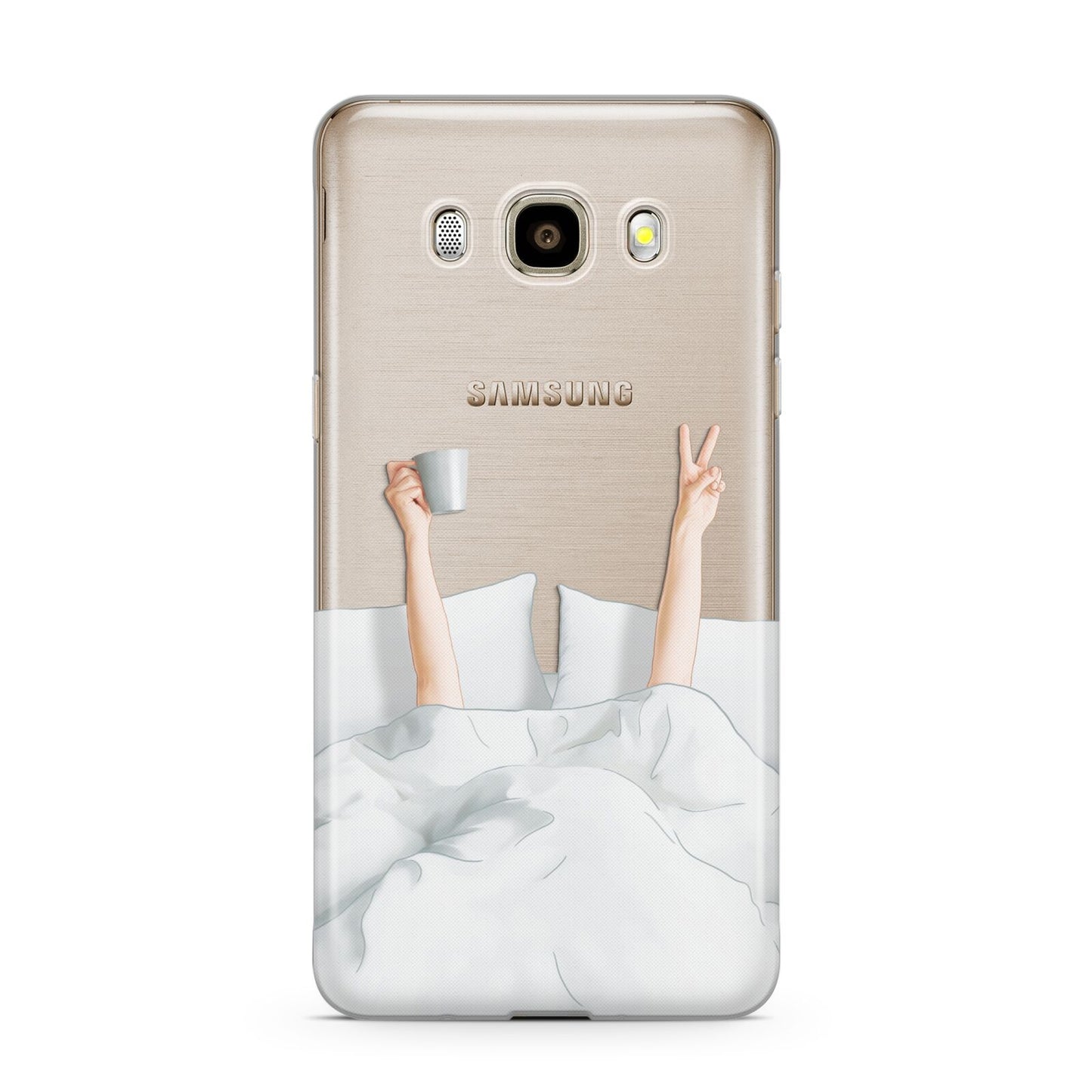Morning Coffee Samsung Galaxy J7 2016 Case on gold phone