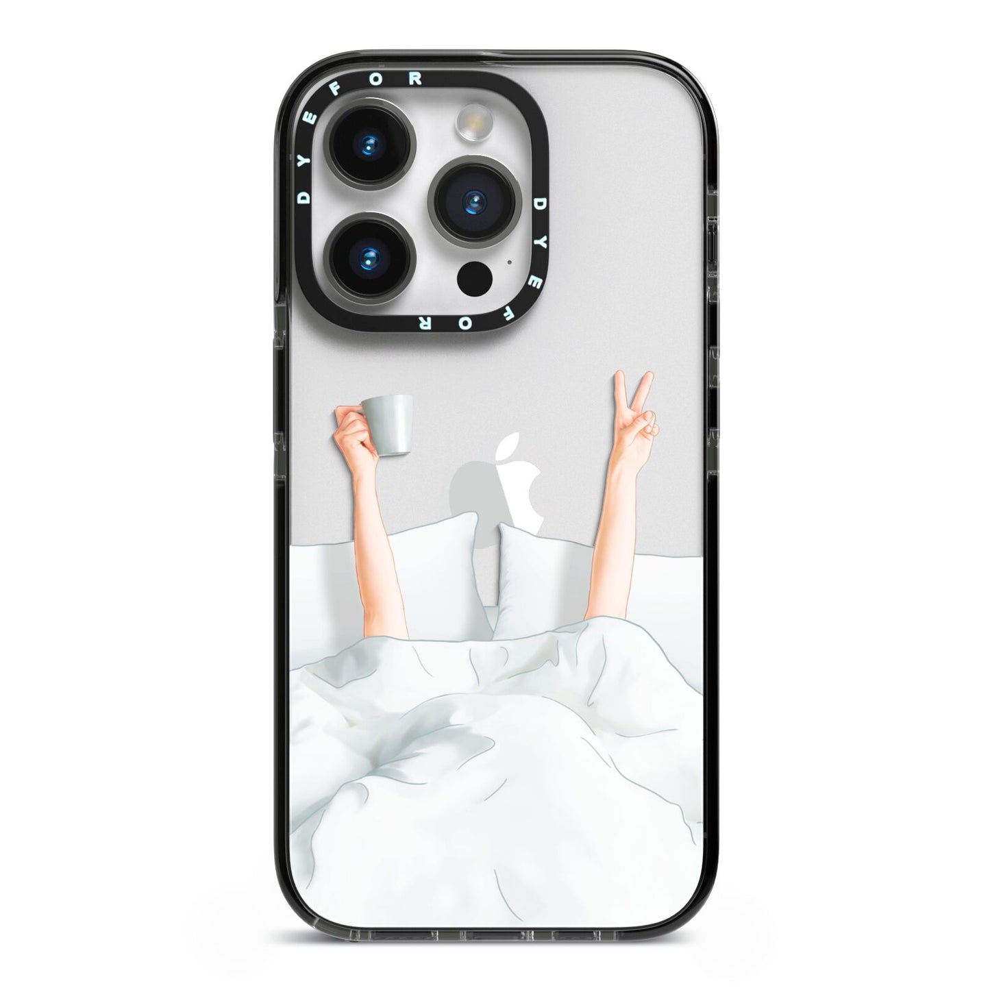 Morning Coffee iPhone 14 Pro Black Impact Case on Silver phone